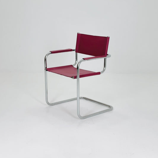 Mid century wine red Model MG5 Centro Studi wine red chair by Mart Stam & Marcel Breuer , 1970s