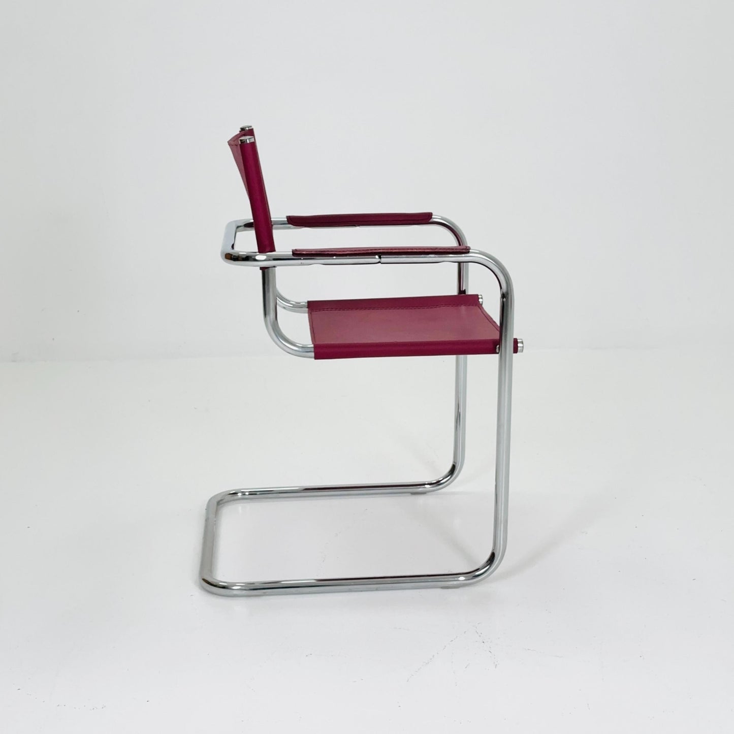 Mid century wine red Model MG5 Centro Studi wine red chair by Mart Stam & Marcel Breuer , 1970s