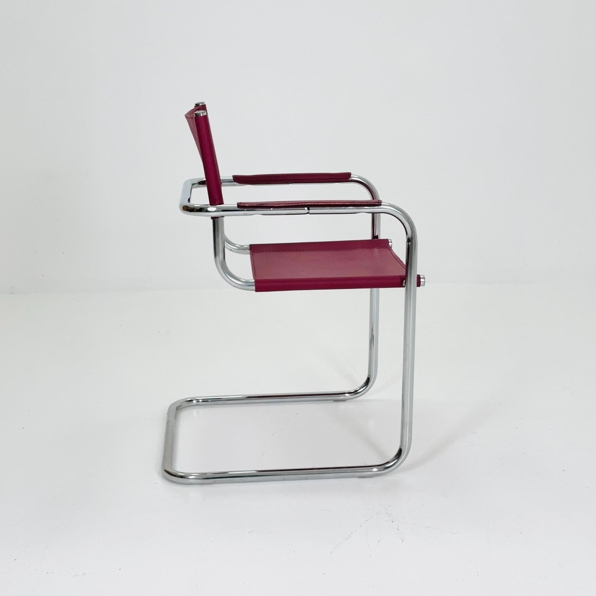 Mid century wine red Model MG5 Centro Studi wine red chair by Mart Stam & Marcel Breuer , 1970s