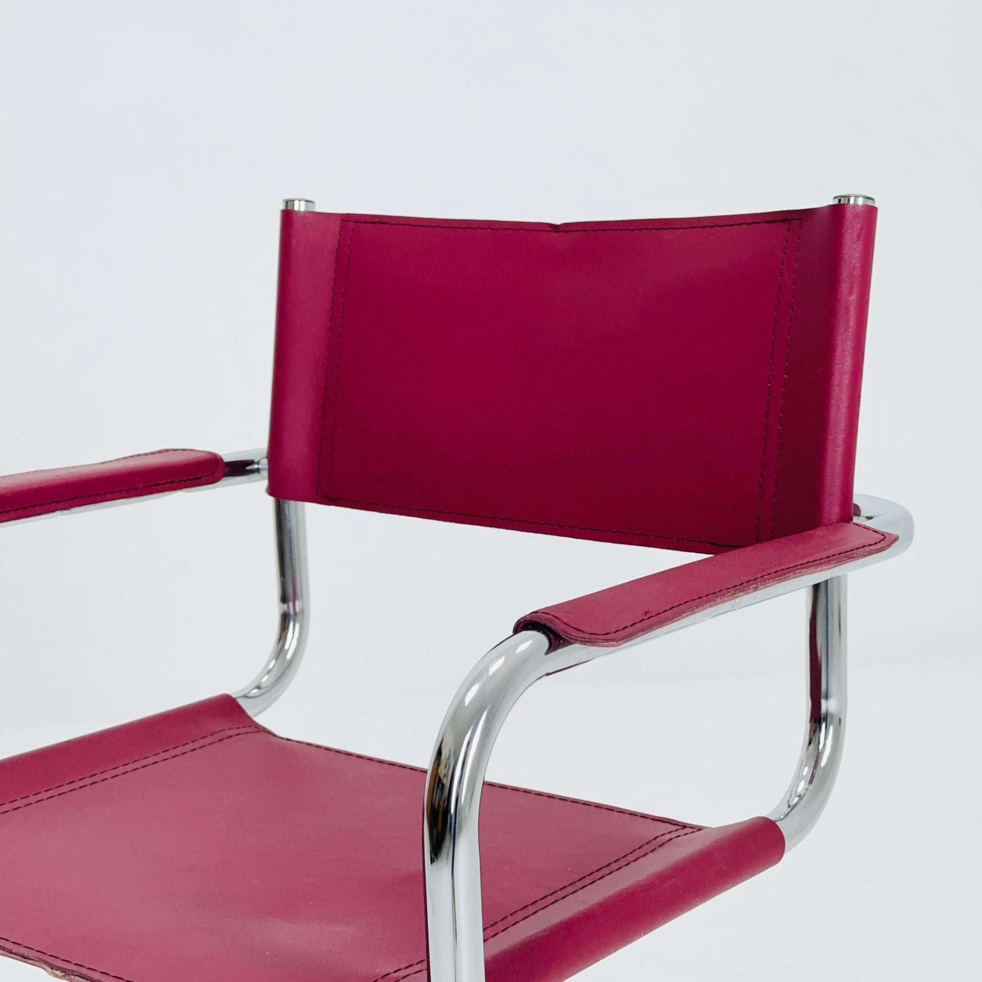 Mid century wine red Model MG5 Centro Studi wine red chair by Mart Stam & Marcel Breuer , 1970s