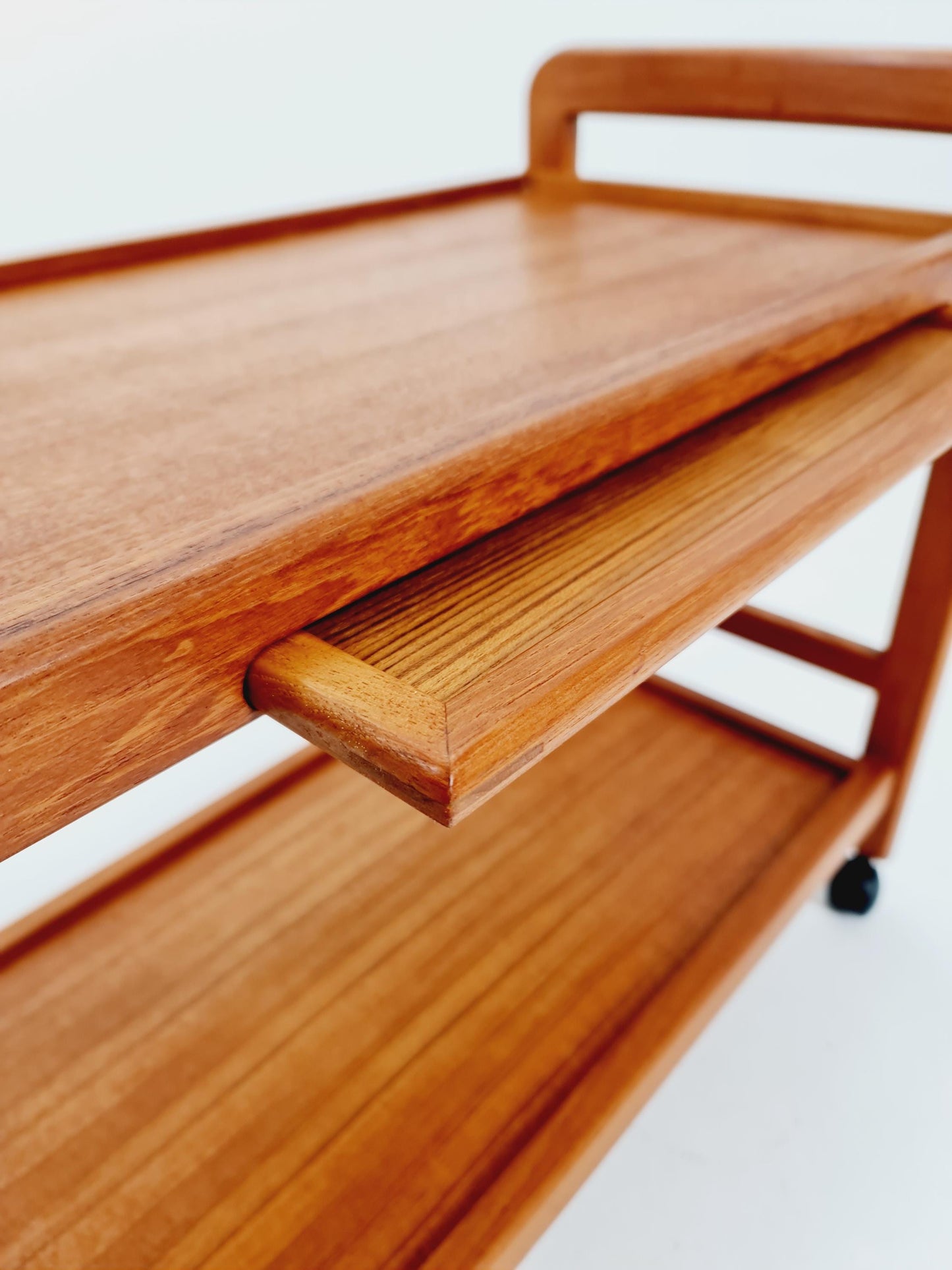 Vintage Danish mid century trolley bar cart in solid teak By Sika Möbler, 1960s