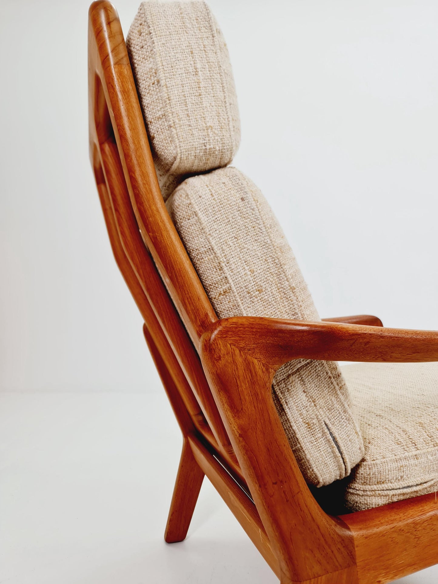 Mid-century Rare Danish Solid teak lounge chair with ottoman by Jens-Juul Christensen For JK Denmark 1960s