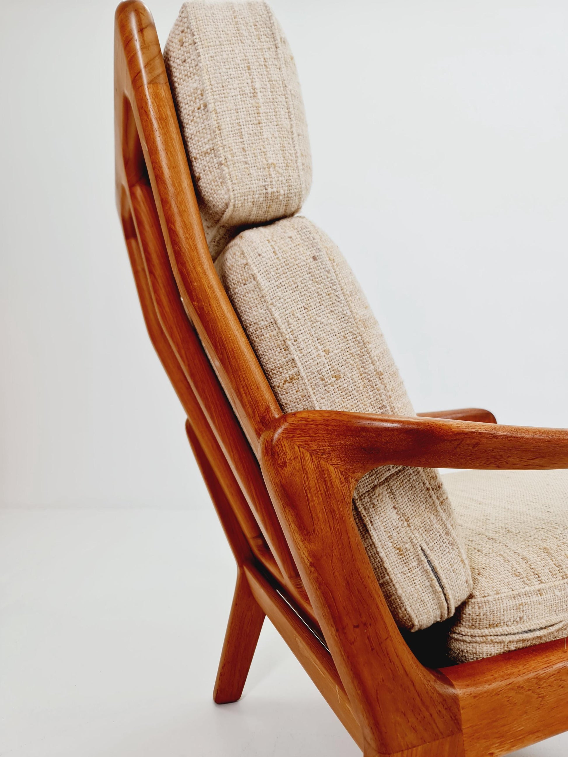 Mid-century Rare Danish Solid teak lounge chair with ottoman by Jens-Juul Christensen For JK Denmark 1960s