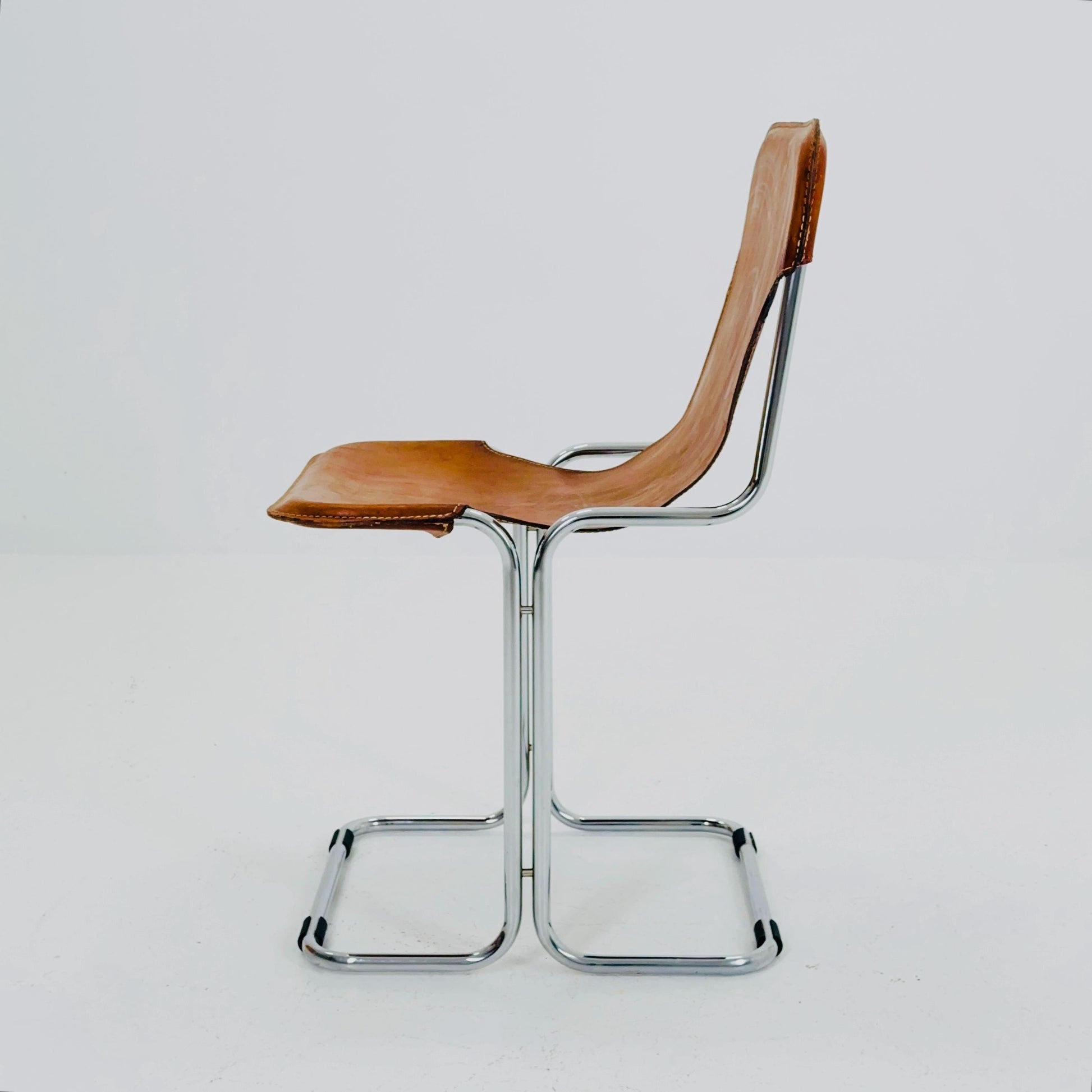 Mid Century Modern Leather “Calla” Sling Chair by Ari Colombo for Arflex, 1970s Italy