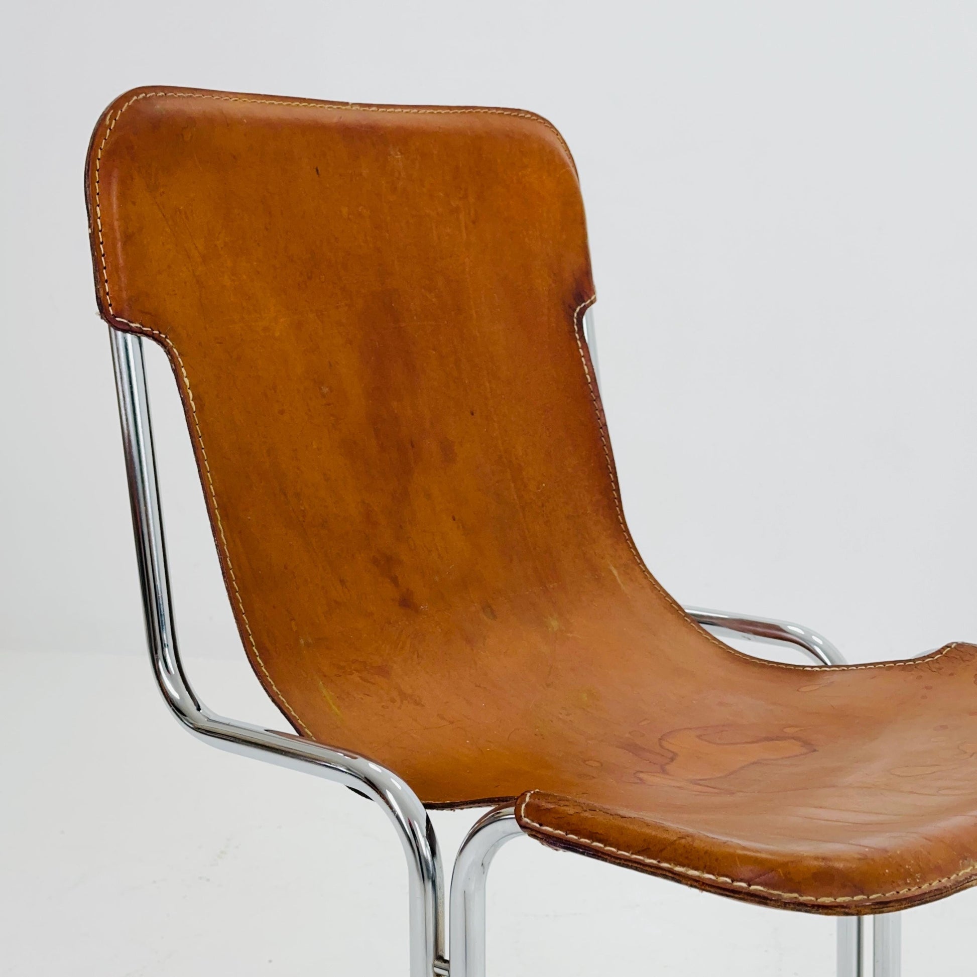 Mid Century Modern Leather “Calla” Sling Chair by Ari Colombo for Arflex, 1970s Italy