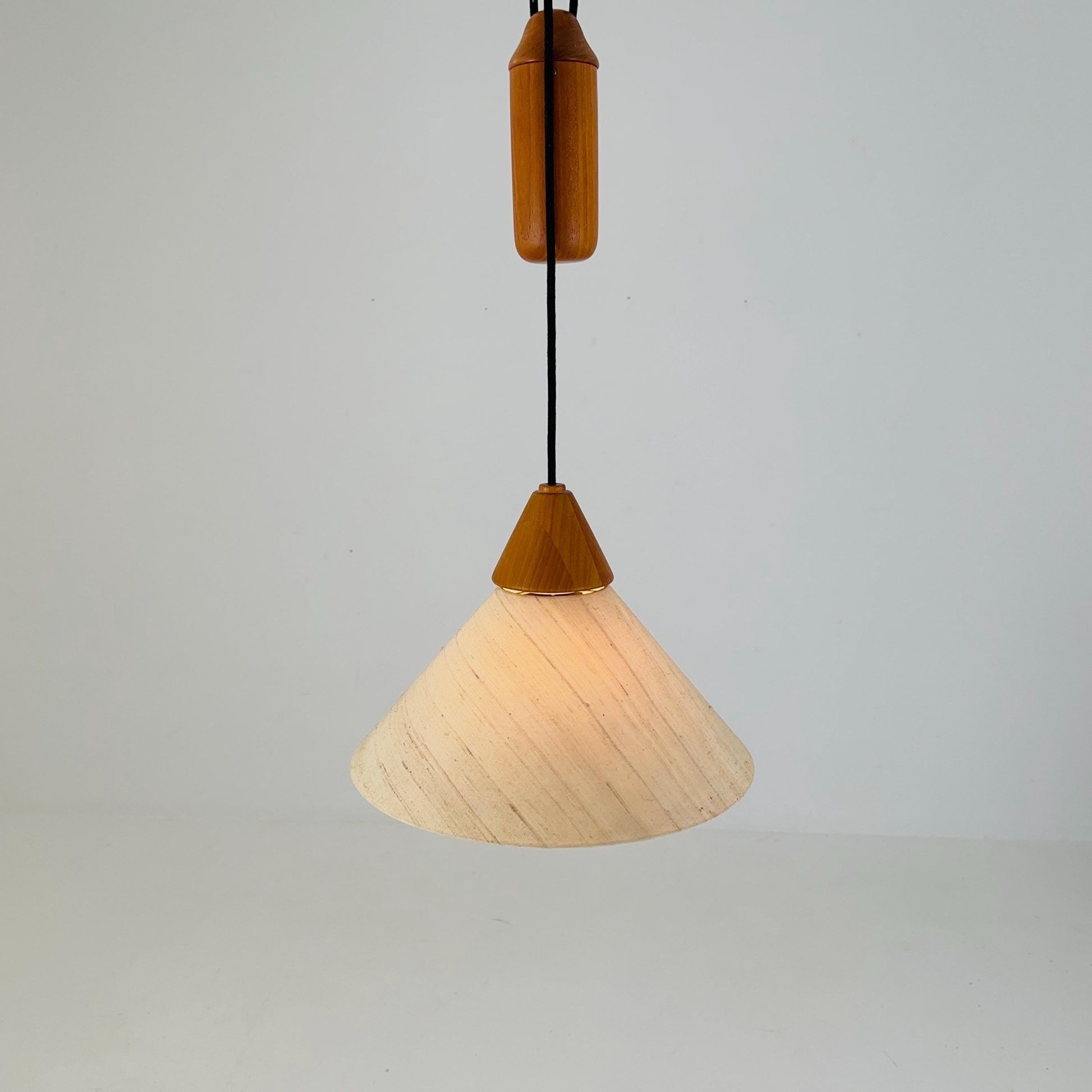 Mid-Century Modern Oak Pendant Lamp with Counterweight by Domus, Germany, 1960s