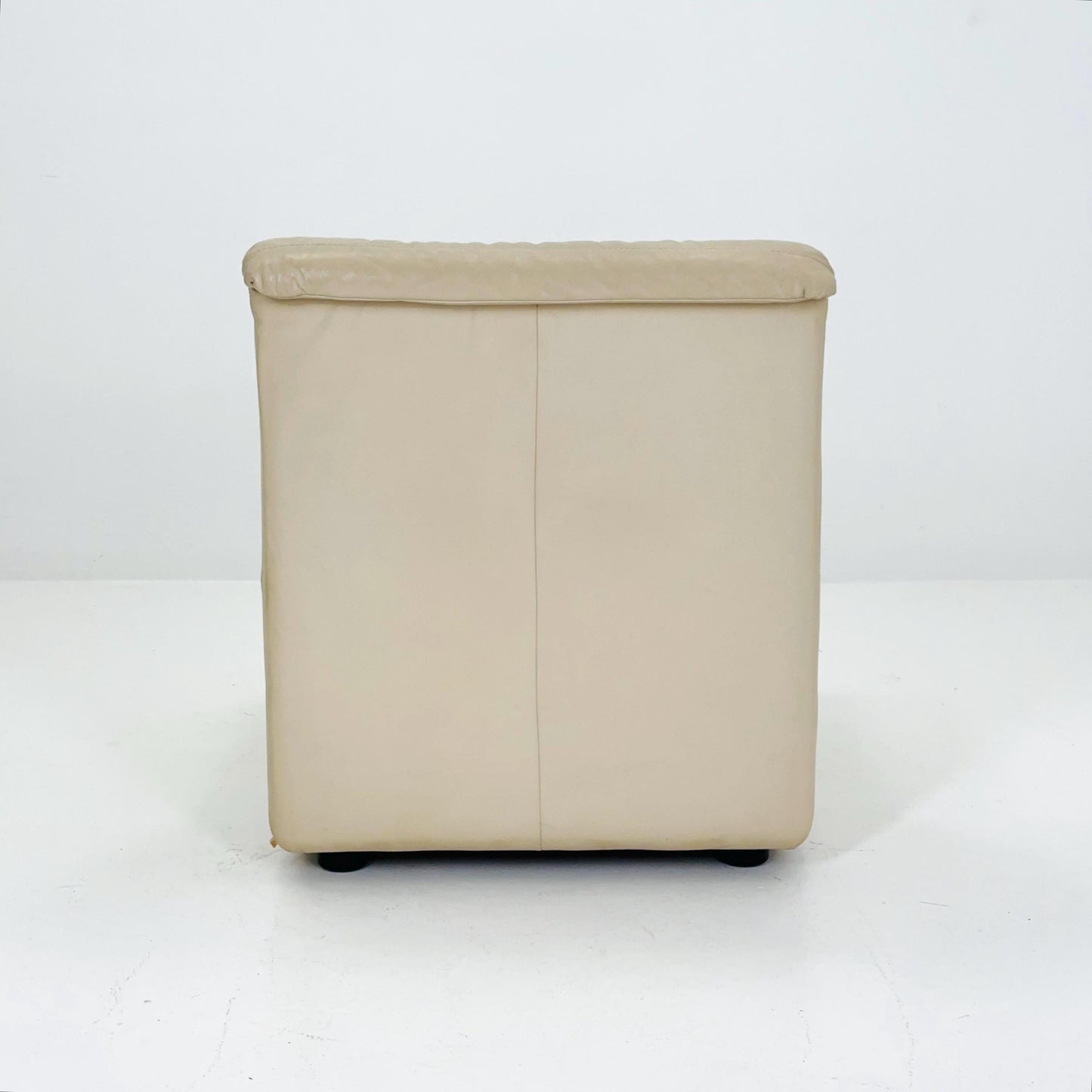 Mid Century Modular Sofa Set in beige Leather, 1980s Germany