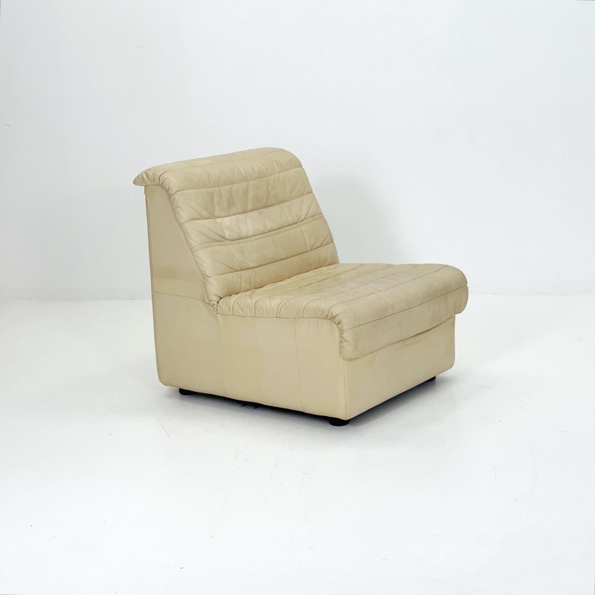 Mid Century Modular Sofa Set in beige Leather, 1980s Germany