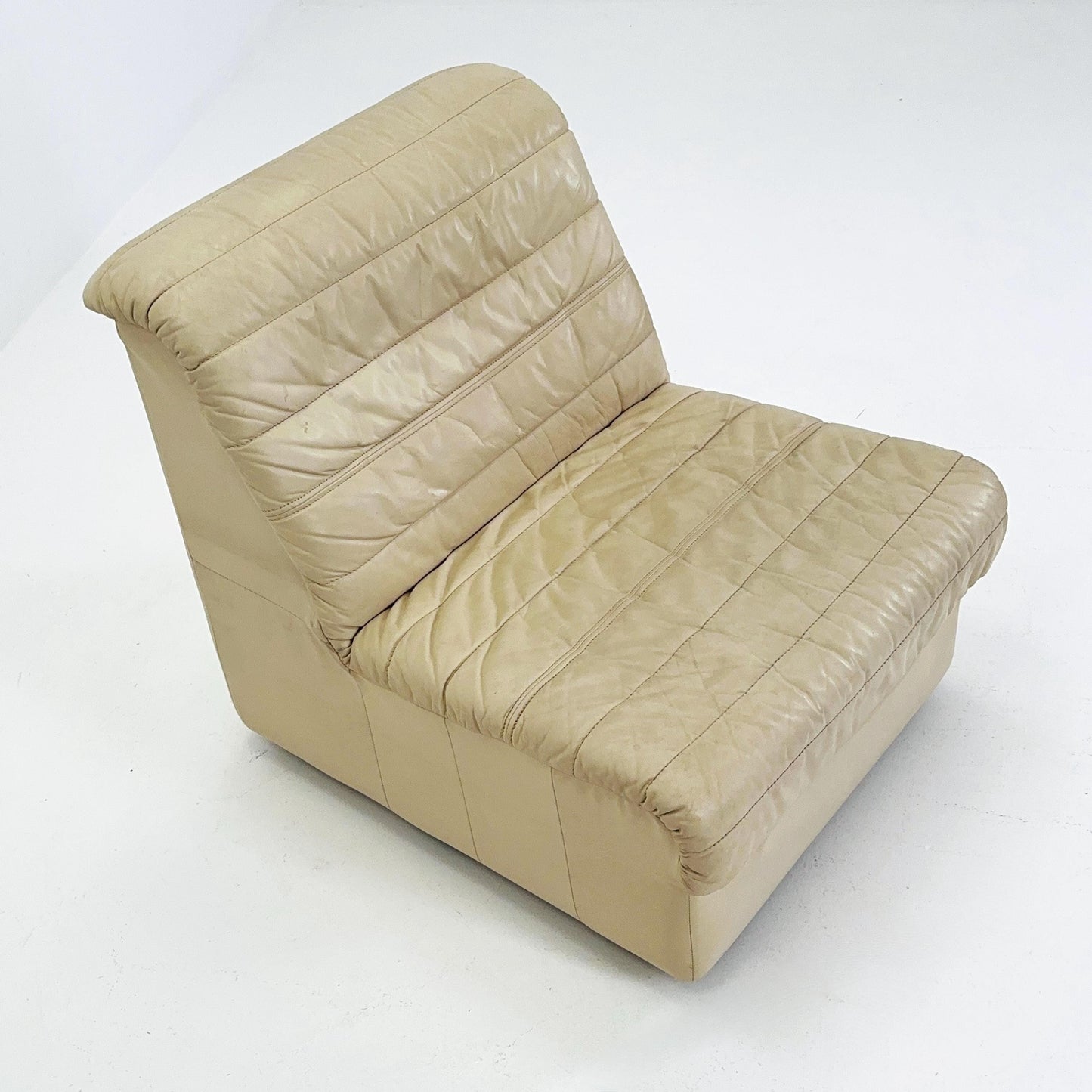 Mid Century Modular Sofa Set in beige Leather, 1980s Germany