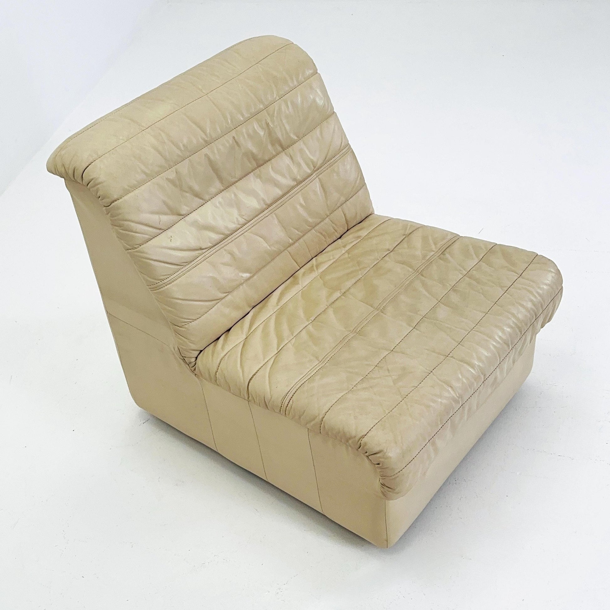 Mid Century Modular Sofa Set in beige Leather, 1980s Germany