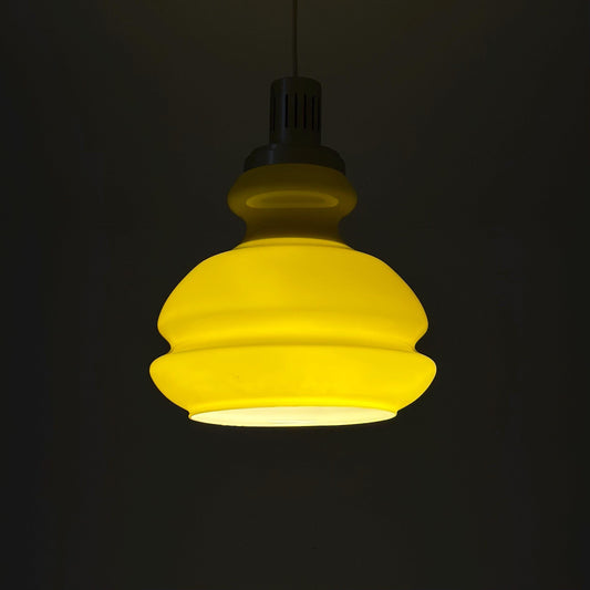Mid Century Space Age Yellow Glass Pendant Lamp, Germany 1970s