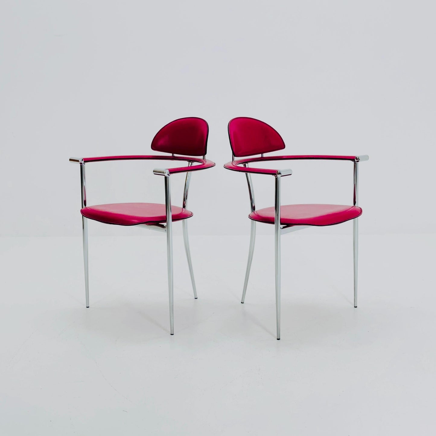 Set of 2 Mid-Century Modern “Stiletto” Dining Chairs Postmodern by Arrben Italy, 1980s