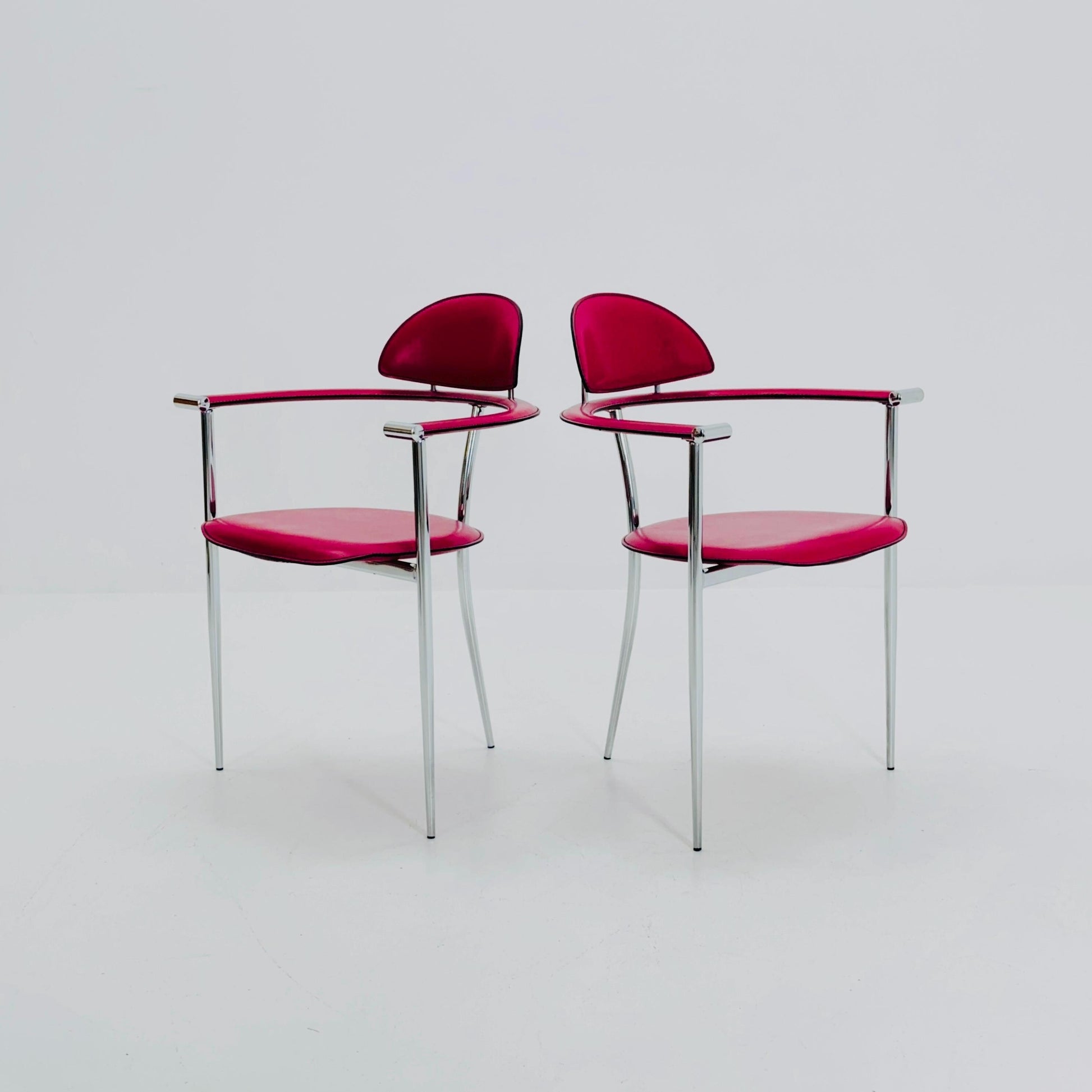 Set of 2 Mid-Century Modern “Stiletto” Dining Chairs Postmodern by Arrben Italy, 1980s