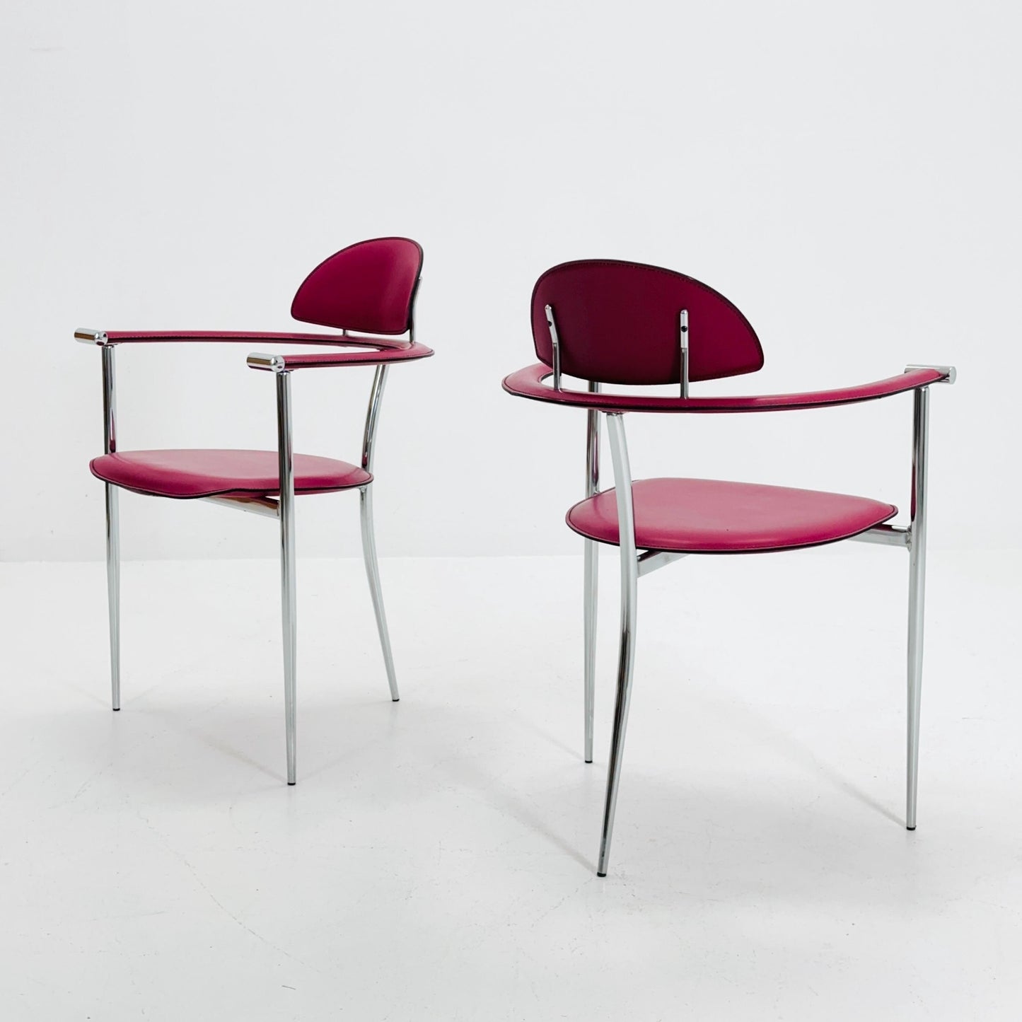 Set of 2 Mid-Century Modern “Stiletto” Dining Chairs Postmodern by Arrben Italy, 1980s