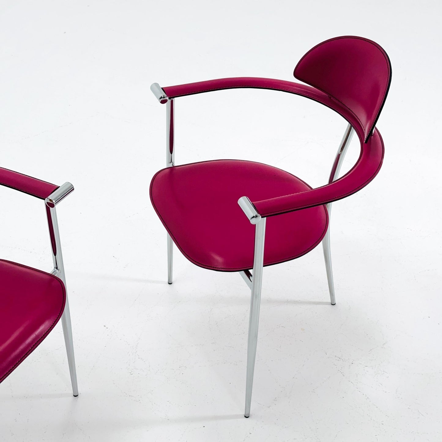 Set of 2 Mid-Century Modern “Stiletto” Dining Chairs Postmodern by Arrben Italy, 1980s