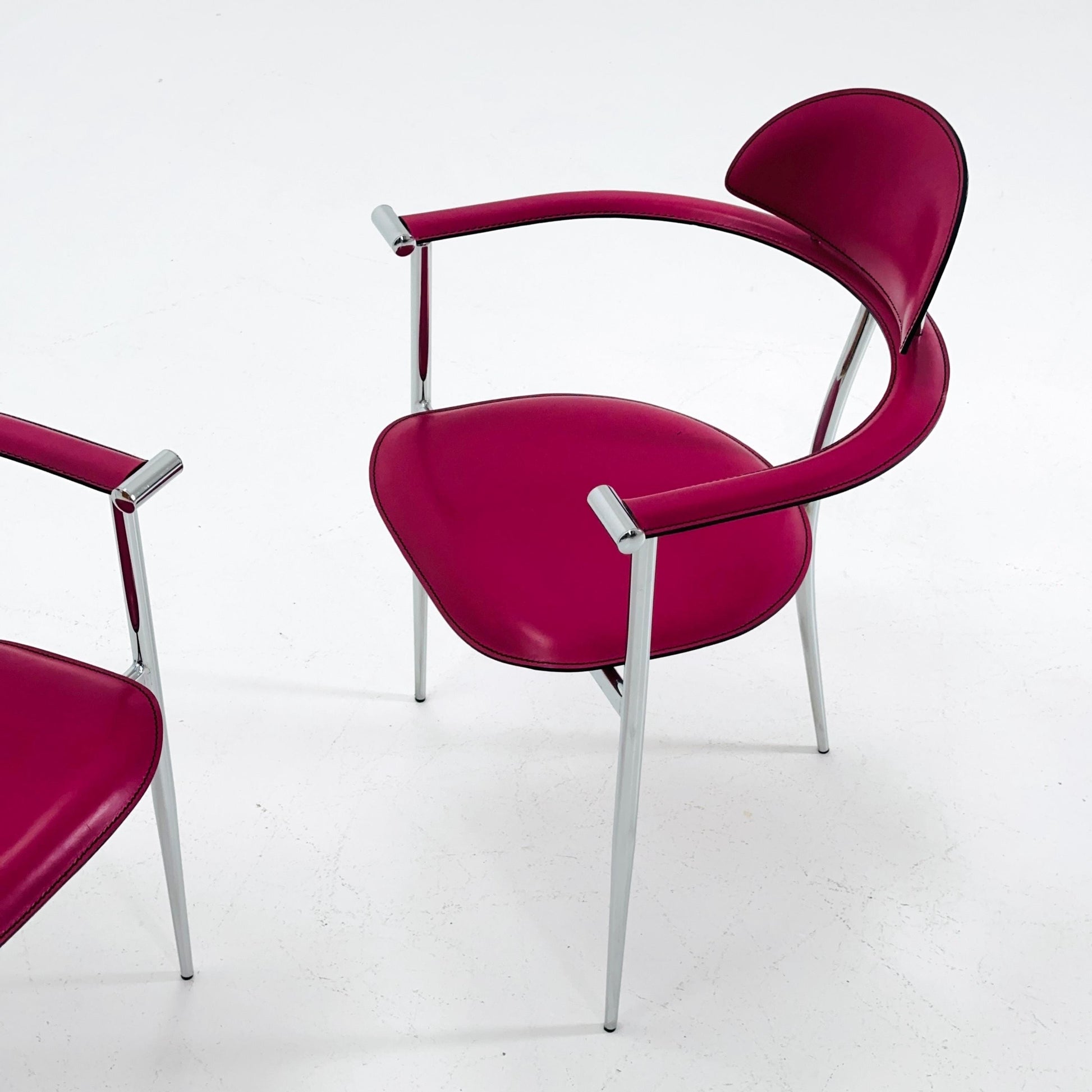 Set of 2 Mid-Century Modern “Stiletto” Dining Chairs Postmodern by Arrben Italy, 1980s