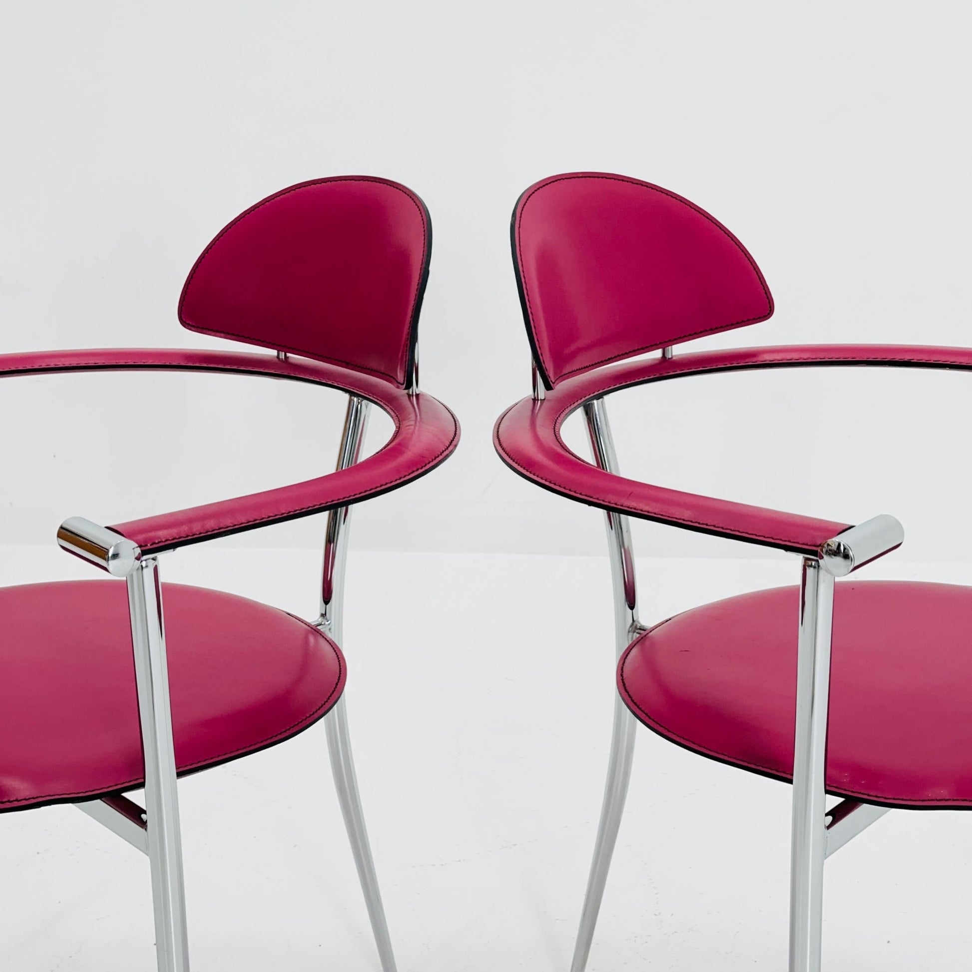 Set of 2 Mid-Century Modern “Stiletto” Dining Chairs Postmodern by Arrben Italy, 1980s