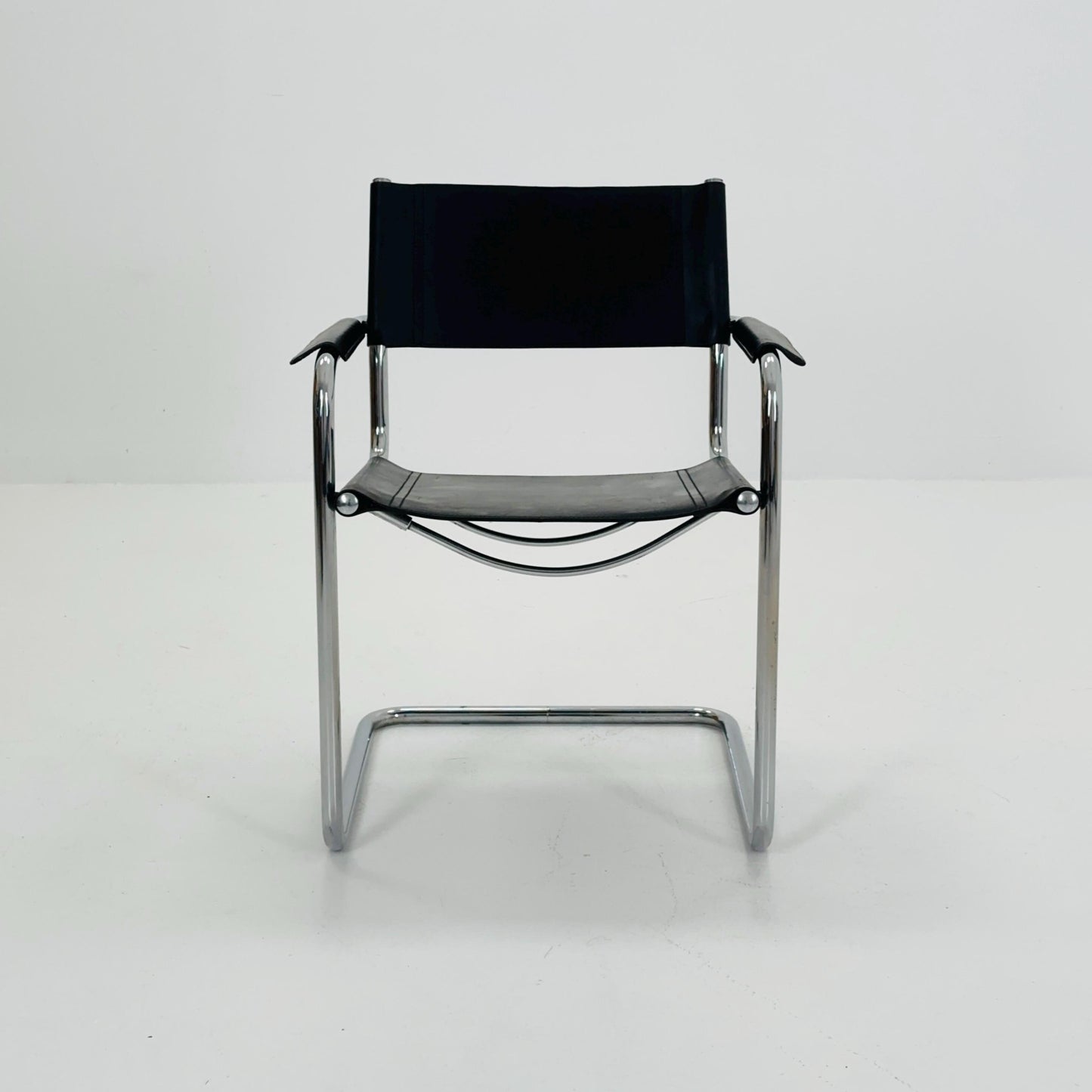 mid century Model MG5 Centro Studi black leather armchair by Mart Stam & Marcel Breuer for Matteo Grassi, 1970s