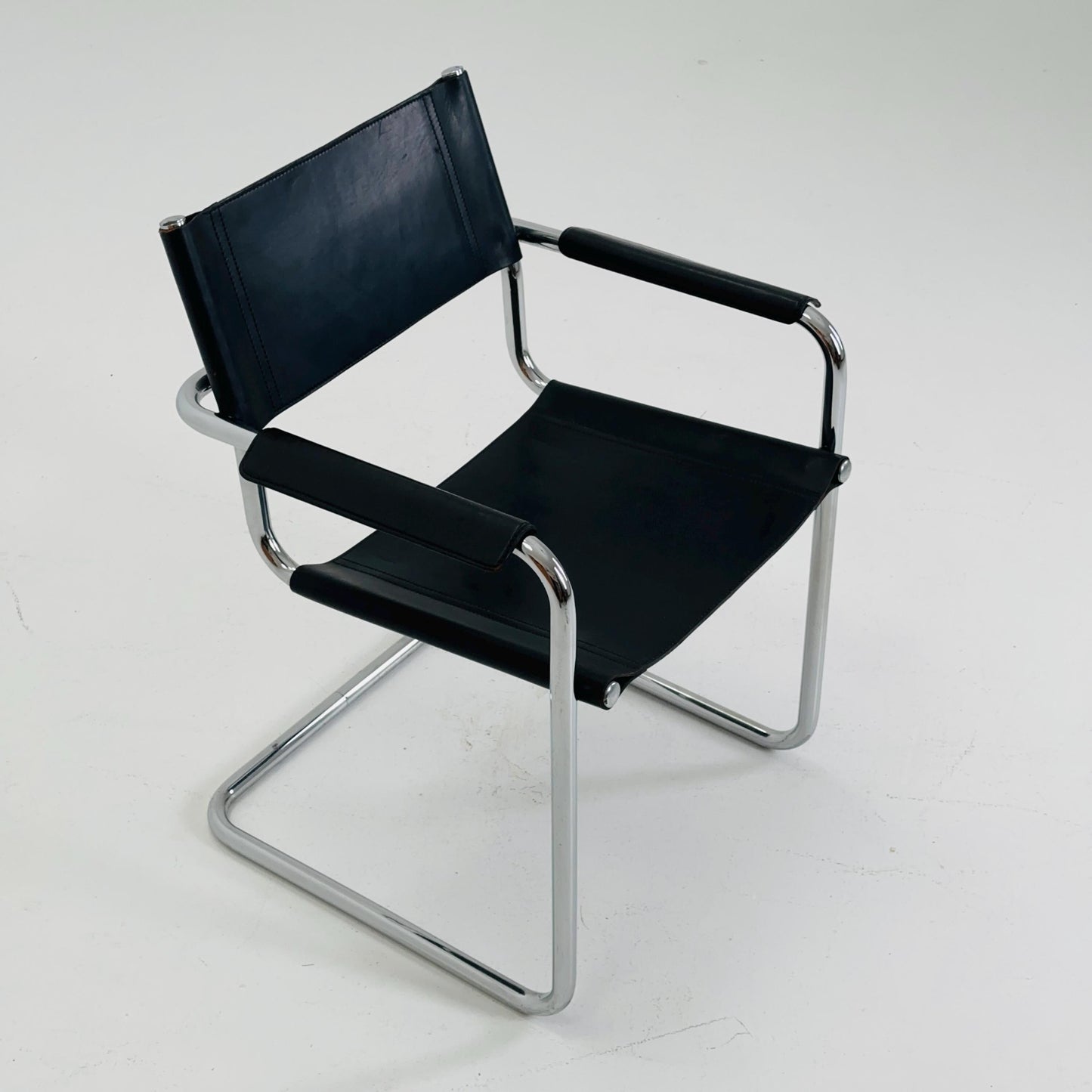 mid century Model MG5 Centro Studi black leather armchair by Mart Stam & Marcel Breuer for Matteo Grassi, 1970s