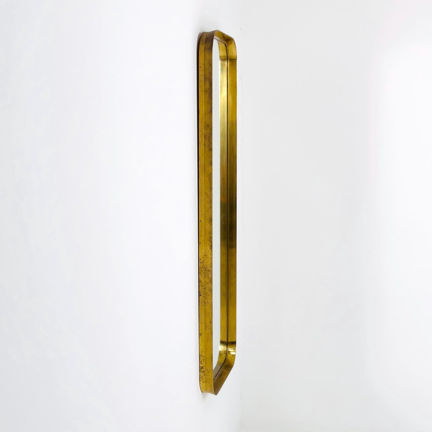 Large Mid-Century Modern wall mirror with brass frame by Münchener Zierspiegel, 1950s