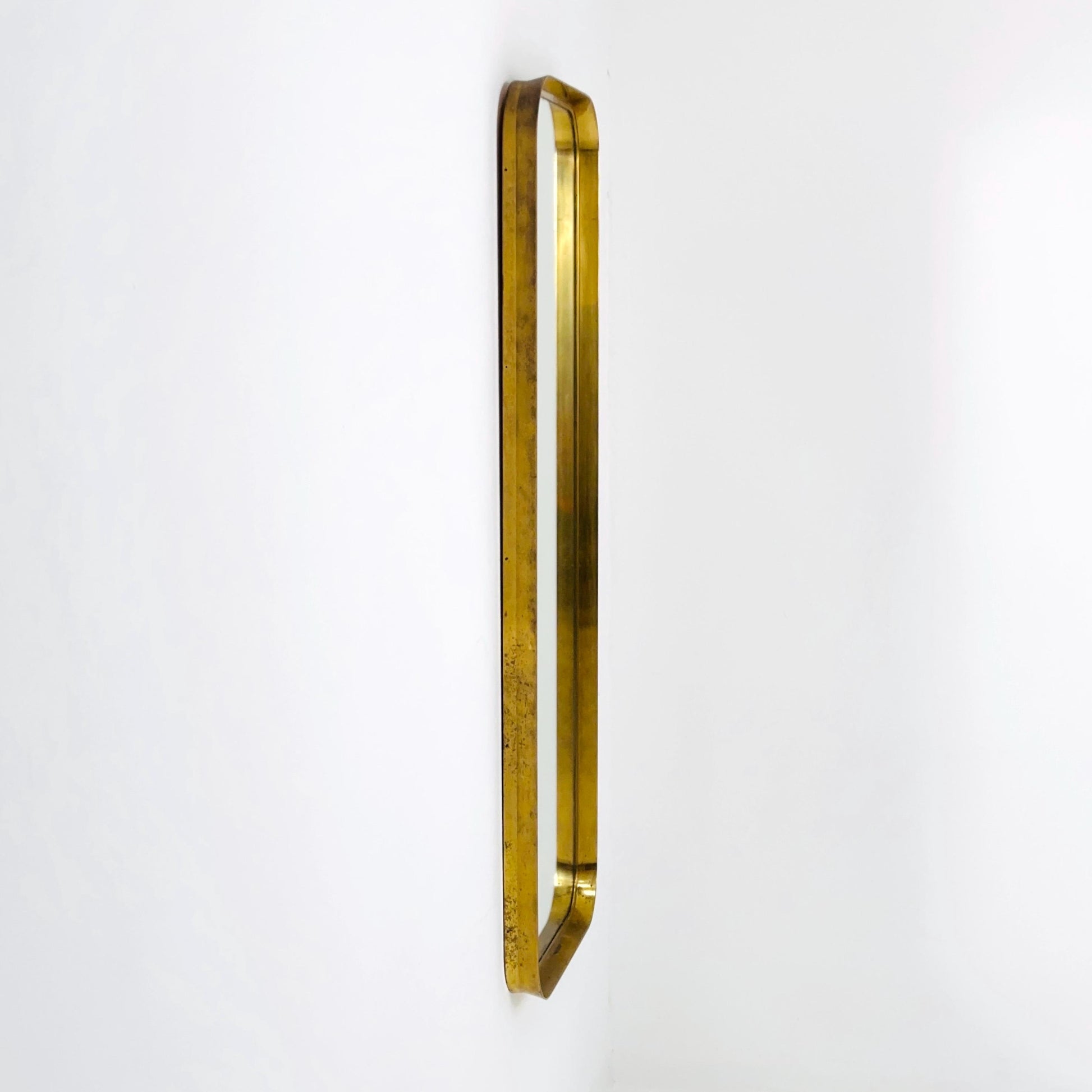 Large Mid-Century Modern wall mirror with brass frame by Münchener Zierspiegel, 1950s