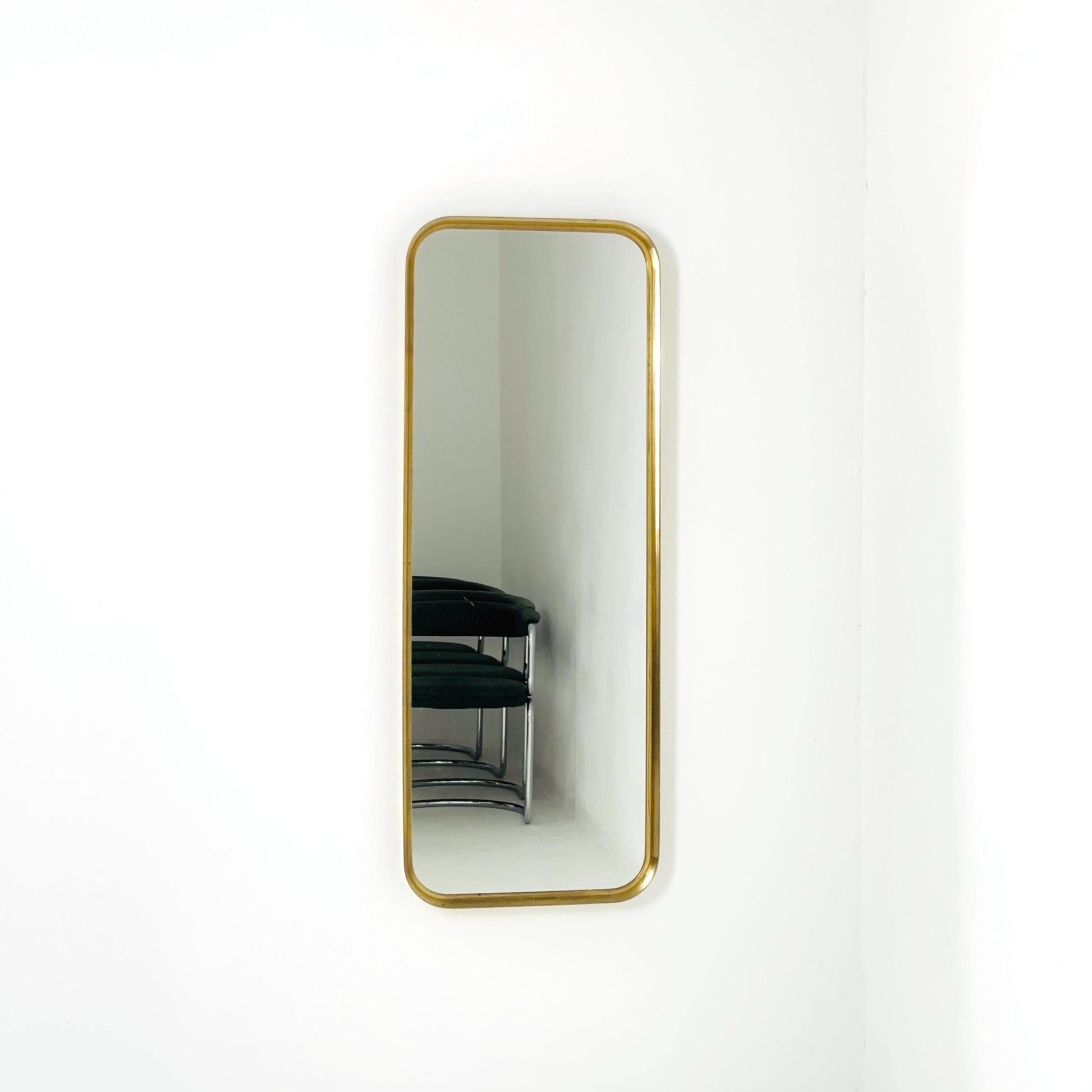 Large Mid-Century Modern wall mirror with brass frame by Münchener Zierspiegel, 1950s