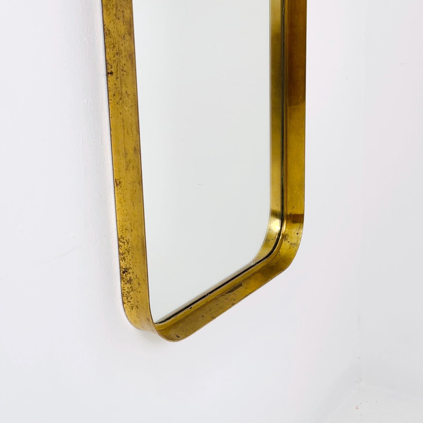 Large Mid-Century Modern wall mirror with brass frame by Münchener Zierspiegel, 1950s