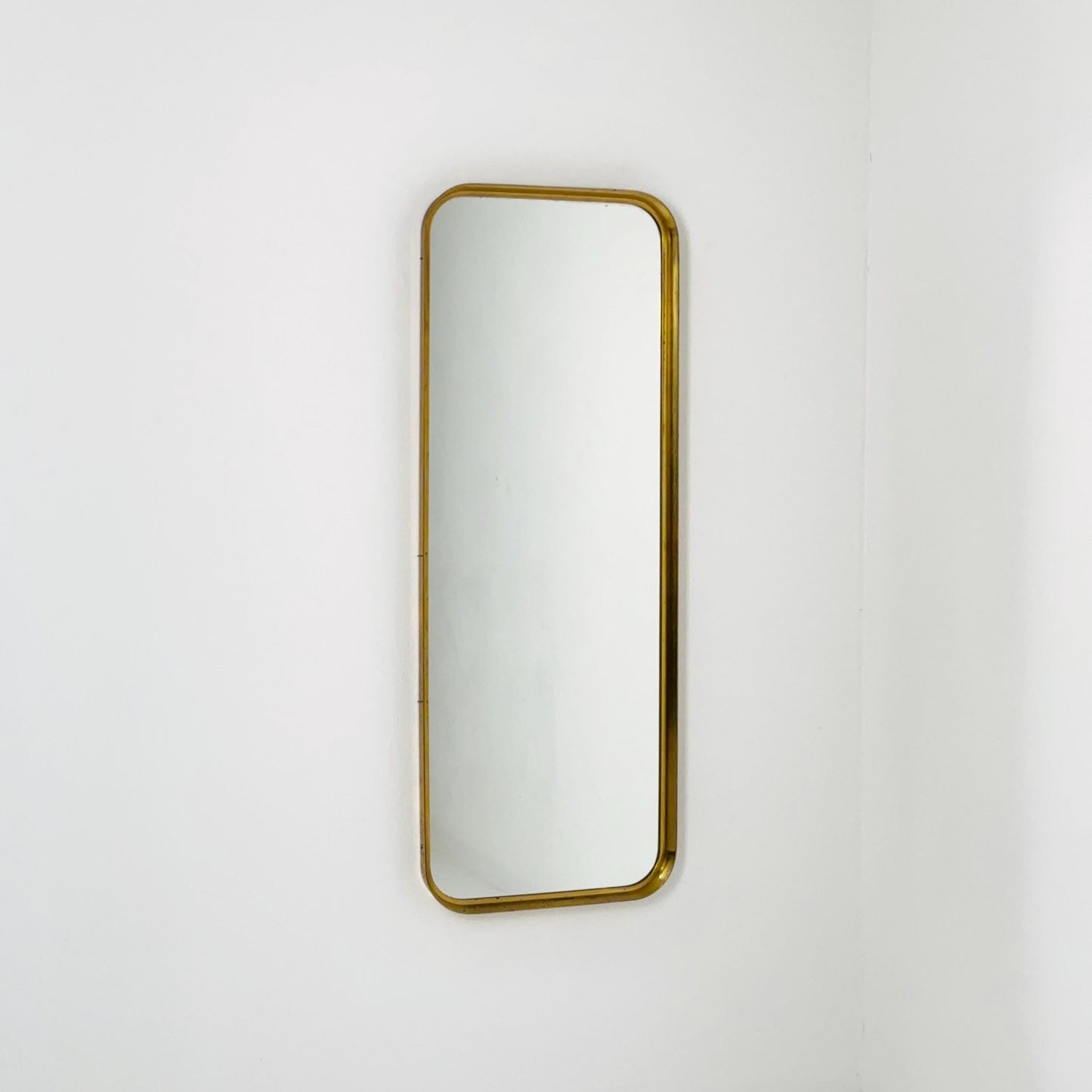 Large Mid-Century Modern wall mirror with brass frame by Münchener Zierspiegel, 1950s