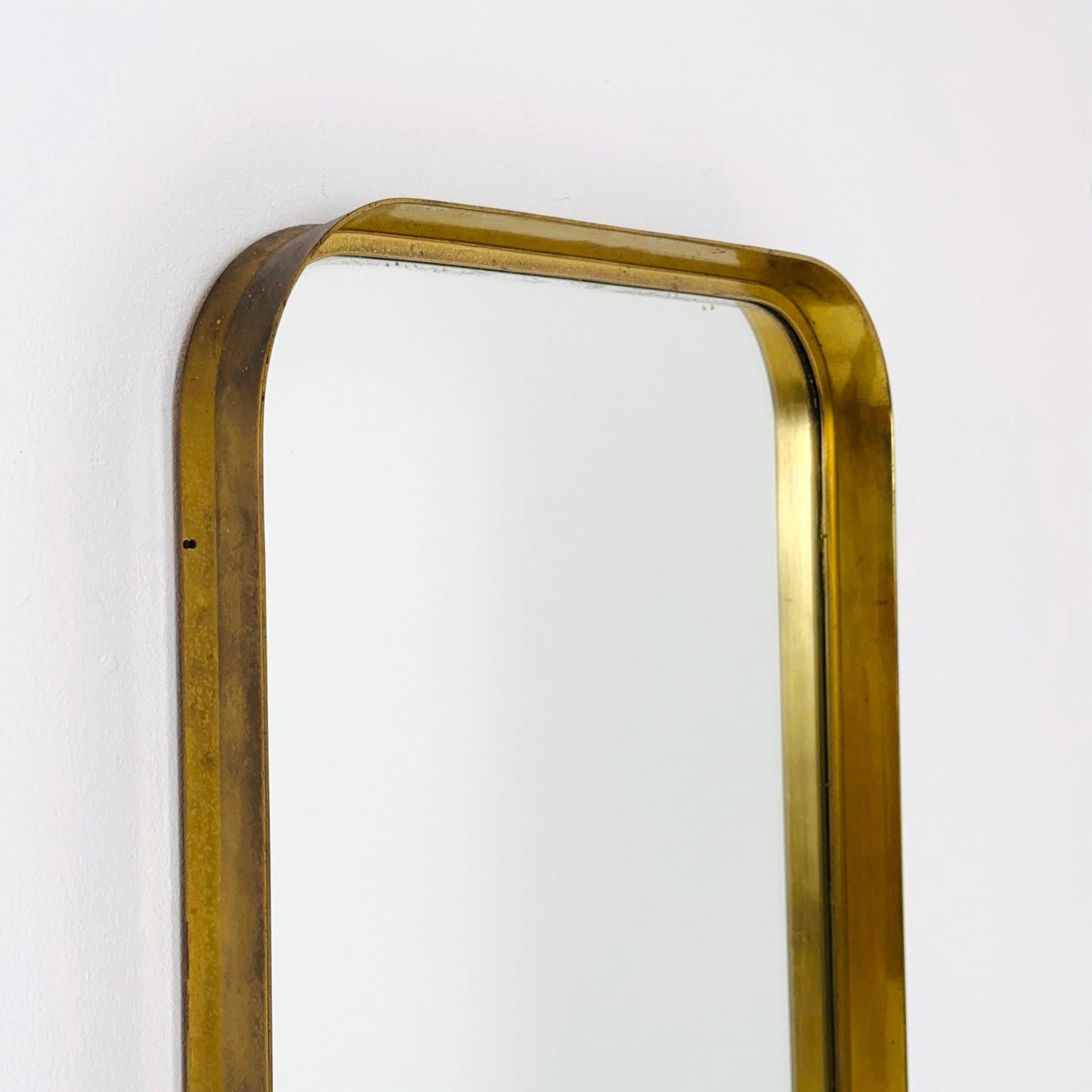 Large Mid-Century Modern wall mirror with brass frame by Münchener Zierspiegel, 1950s