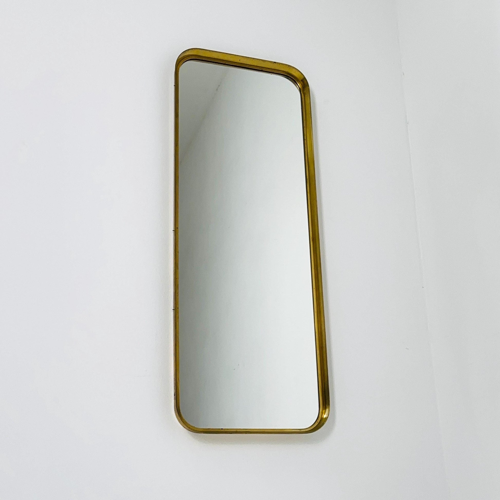 Large Mid-Century Modern wall mirror with brass frame by Münchener Zierspiegel, 1950s