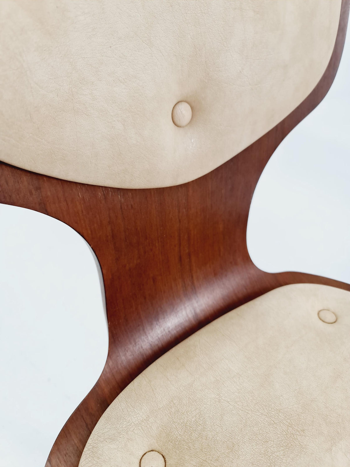 1 of 9 German space age teak und leather dinning chairs 1970s