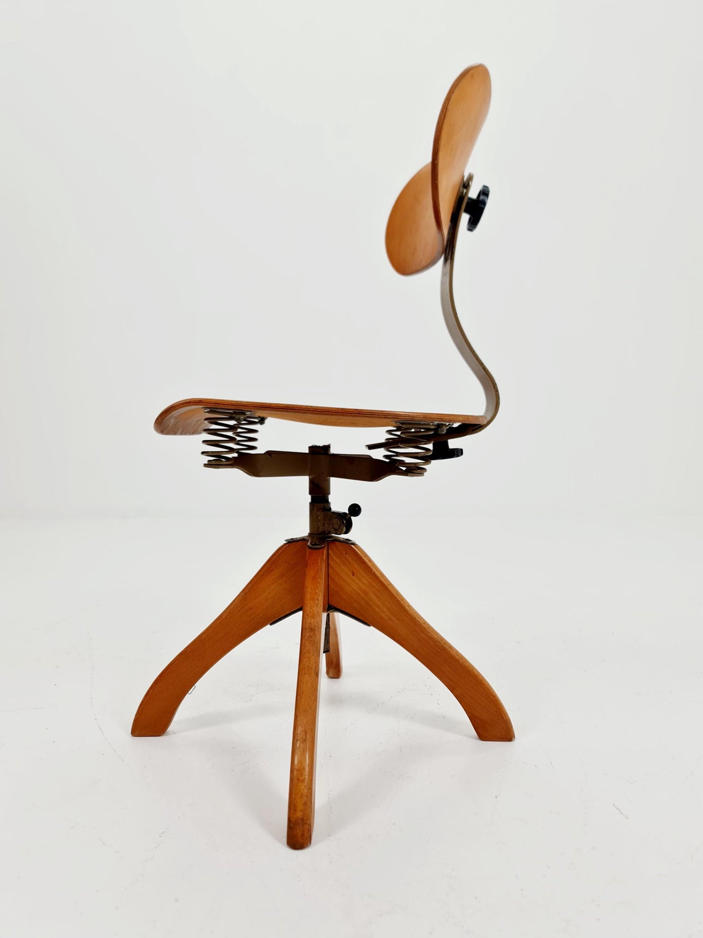 Bauhaus swivel office chair in solid wood By Polster Gleich ,1930s