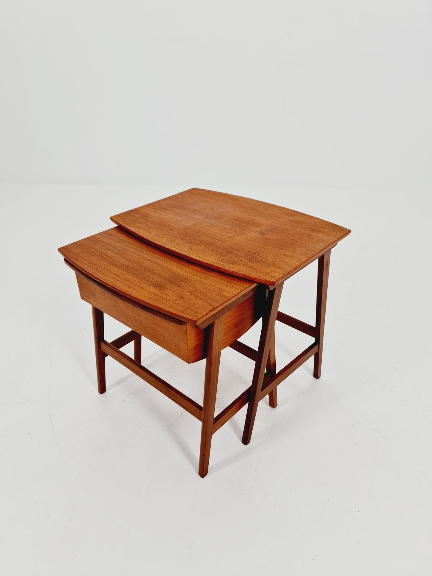 Rare Mid-Century Danish Teak Nesting Tables with sweing table , 1960s, set of 2