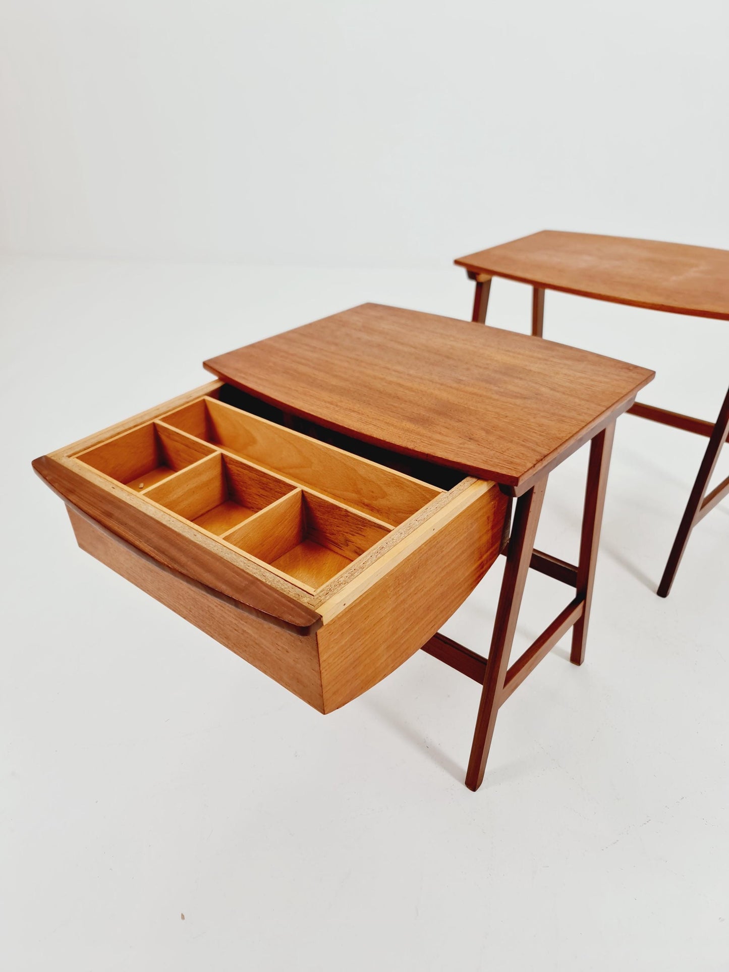Rare Mid-Century Danish Teak Nesting Tables with sweing table , 1960s, set of 2