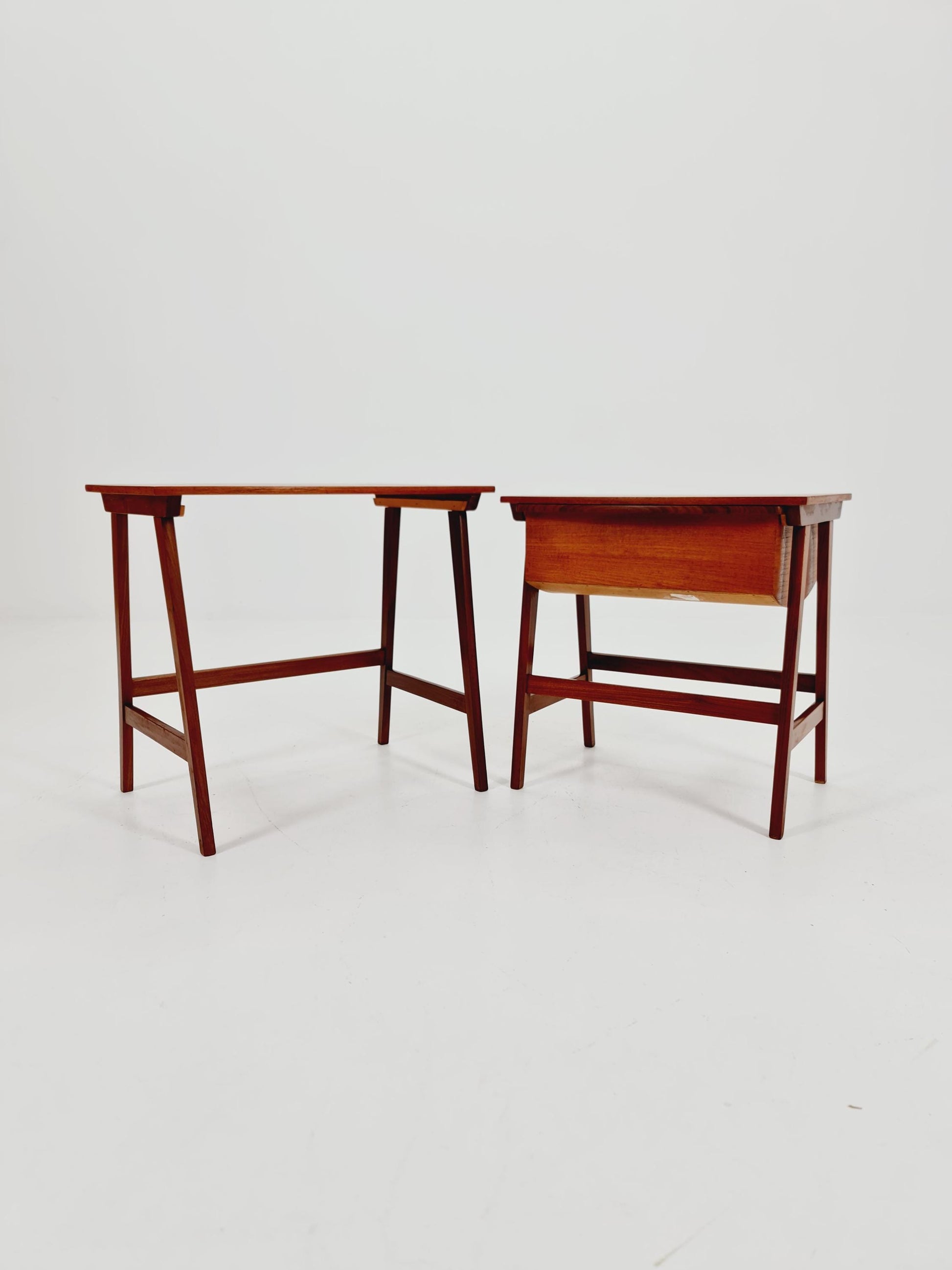 Rare Mid-Century Danish Teak Nesting Tables with sweing table , 1960s, set of 2