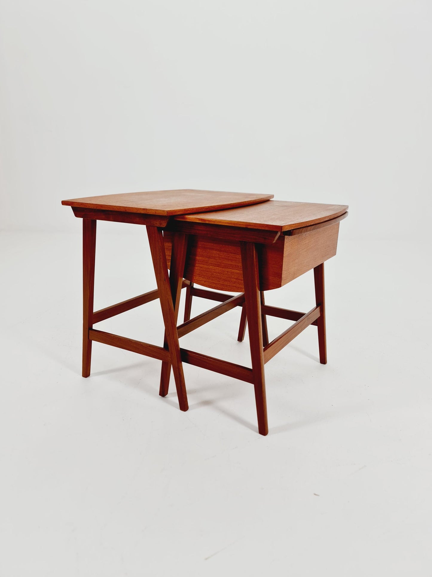 Rare Mid-Century Danish Teak Nesting Tables with sweing table , 1960s, set of 2