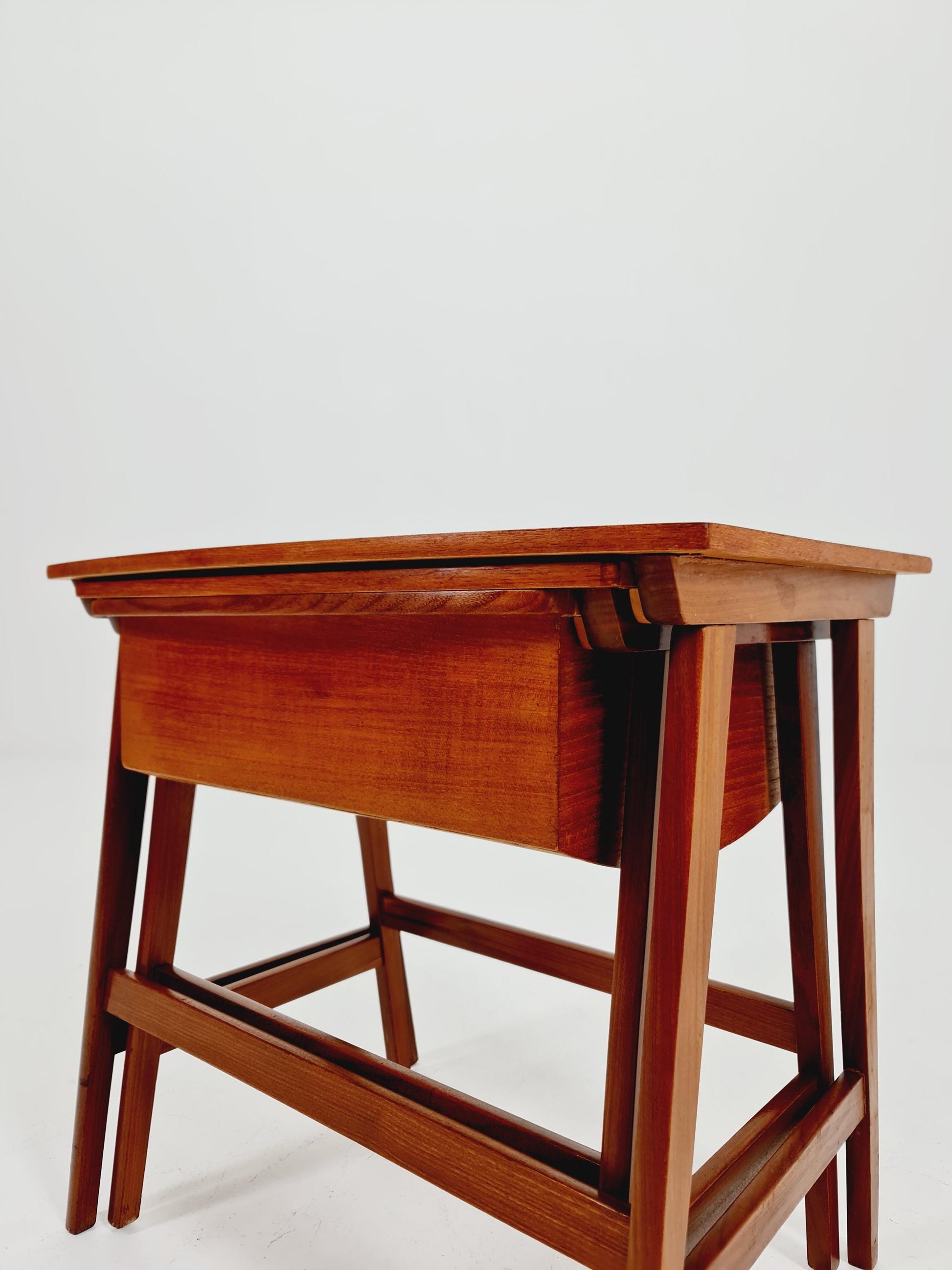 Rare Mid-Century Danish Teak Nesting Tables with sweing table , 1960s, set of 2