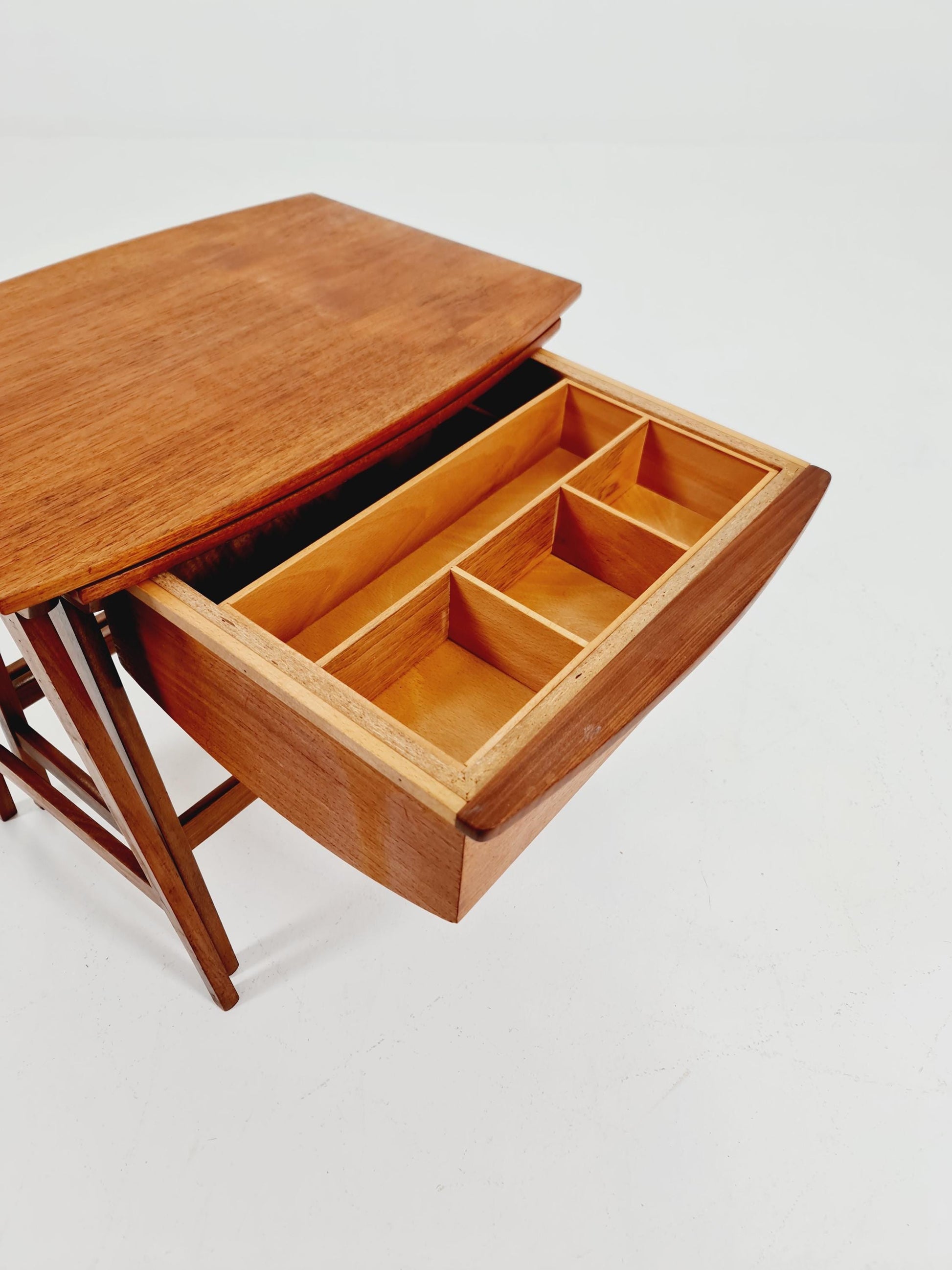 Rare Mid-Century Danish Teak Nesting Tables with sweing table , 1960s, set of 2