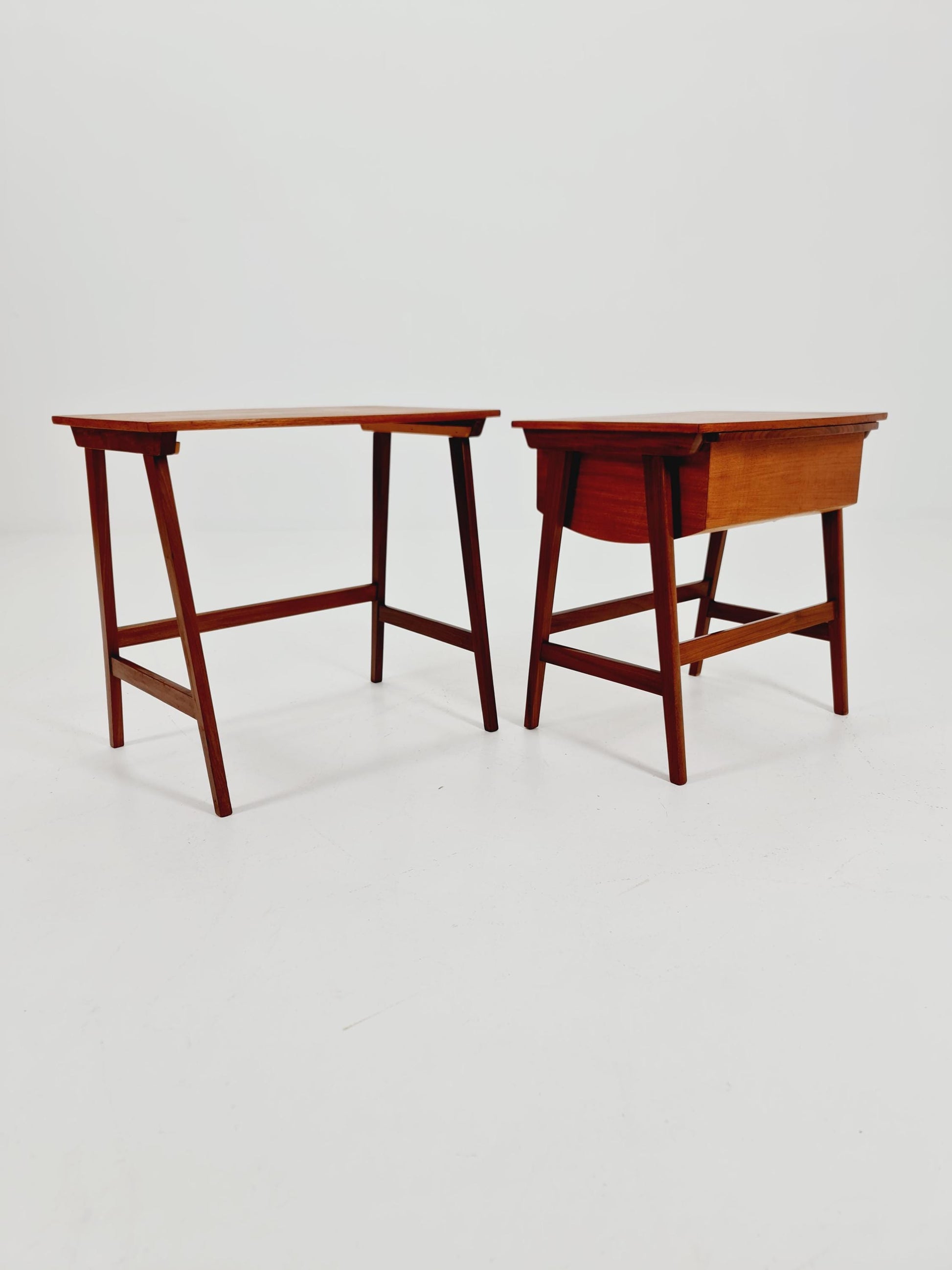 Rare Mid-Century Danish Teak Nesting Tables with sweing table , 1960s, set of 2