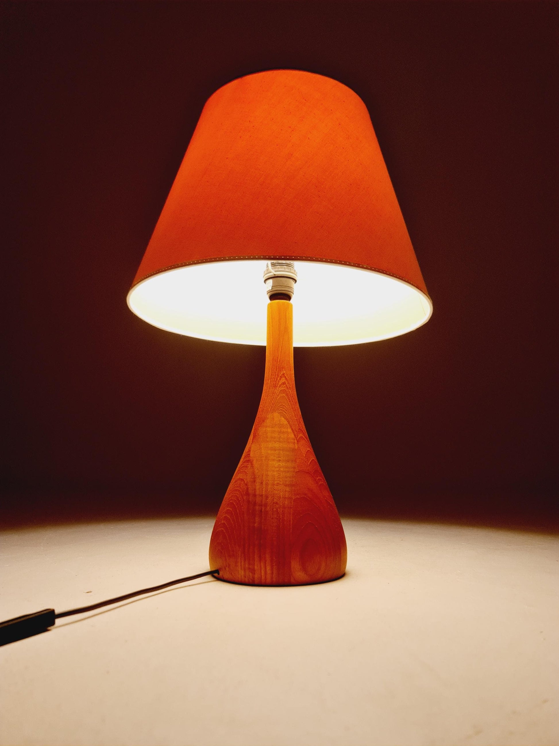 Mid century solid teak table lamp by +LYS ,1960s
