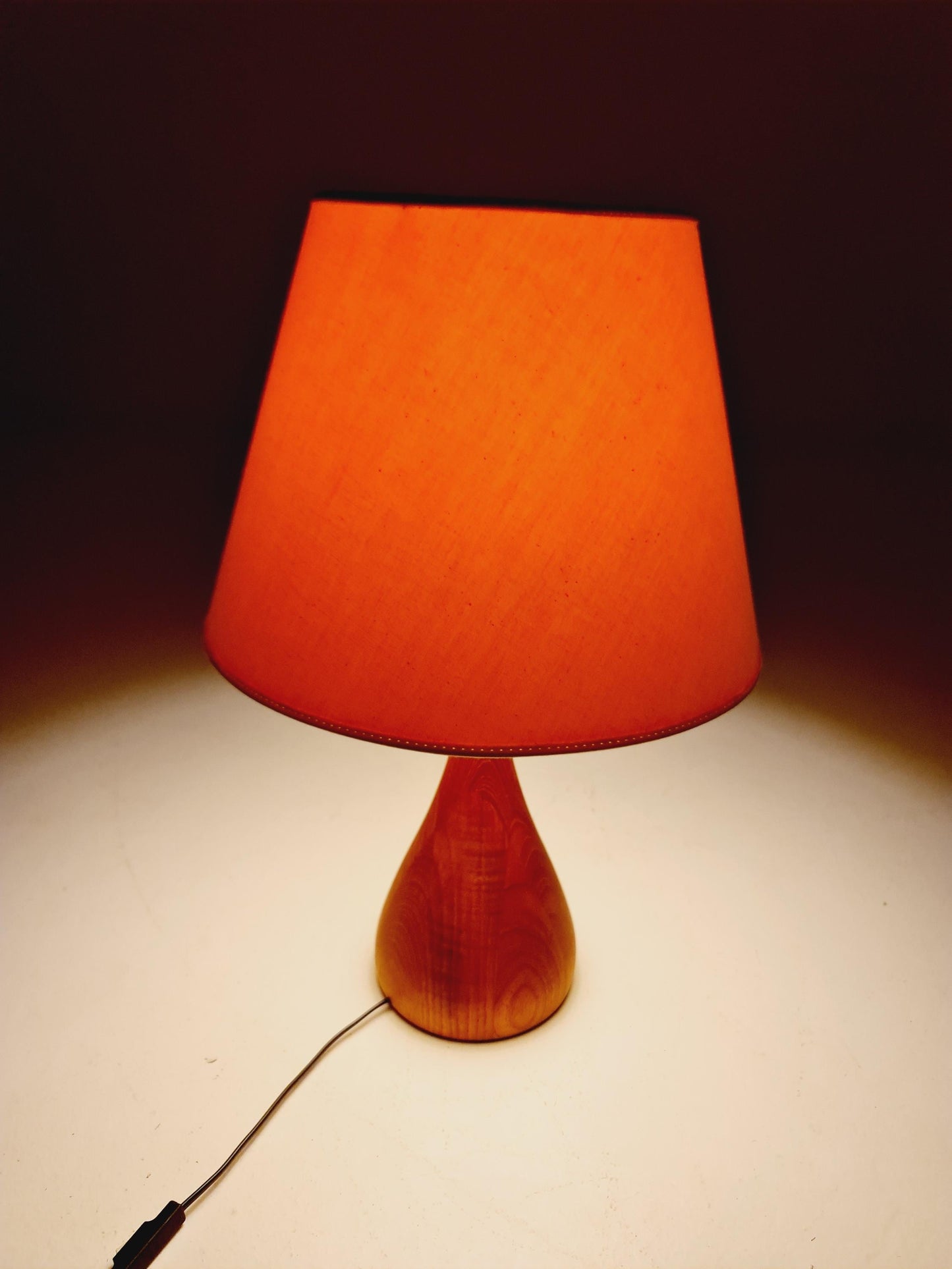 Mid century solid teak table lamp by +LYS ,1960s
