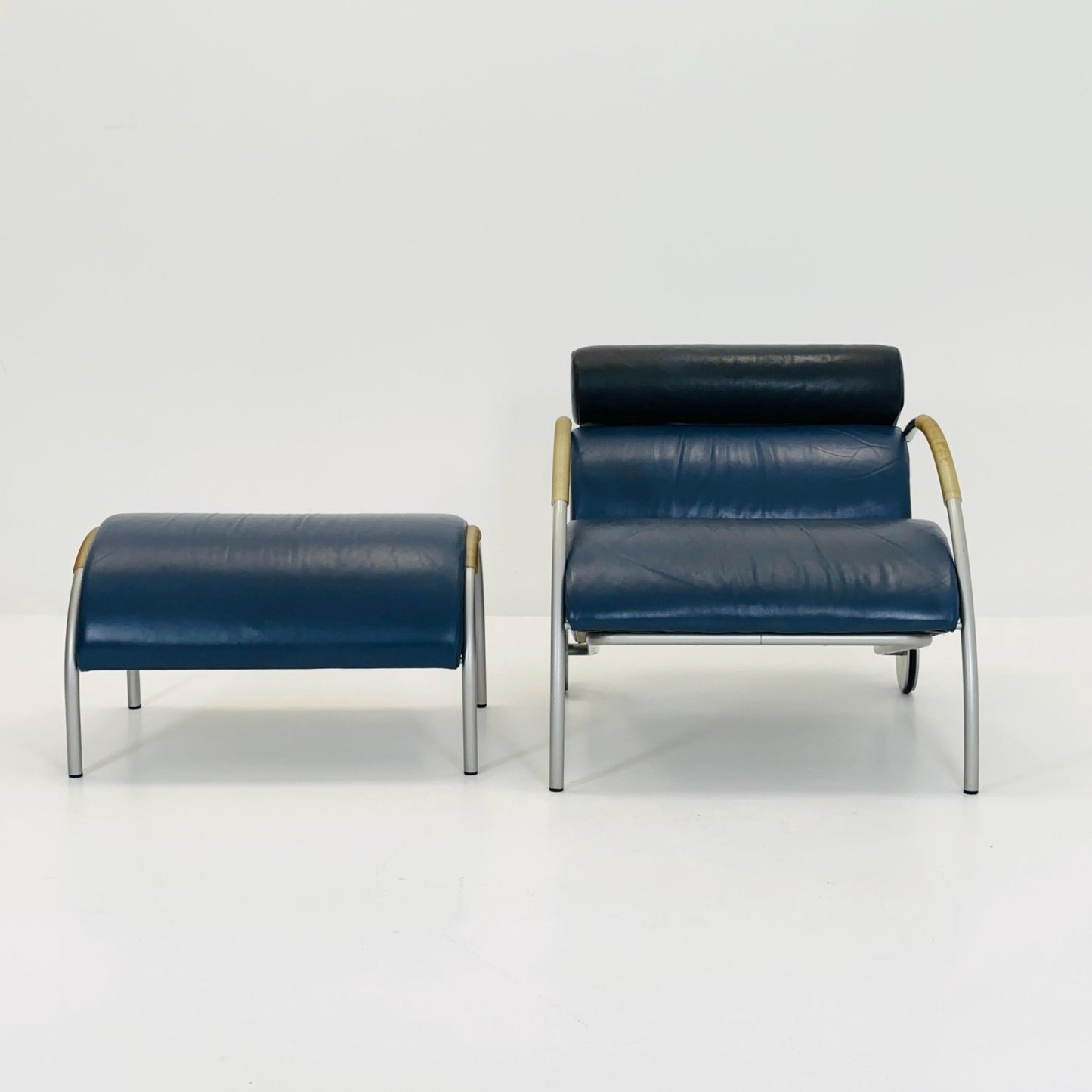 Mid century “Zyklus” blue edition armchair with ottoman by Peter Maly for Cor, 1984,Germany