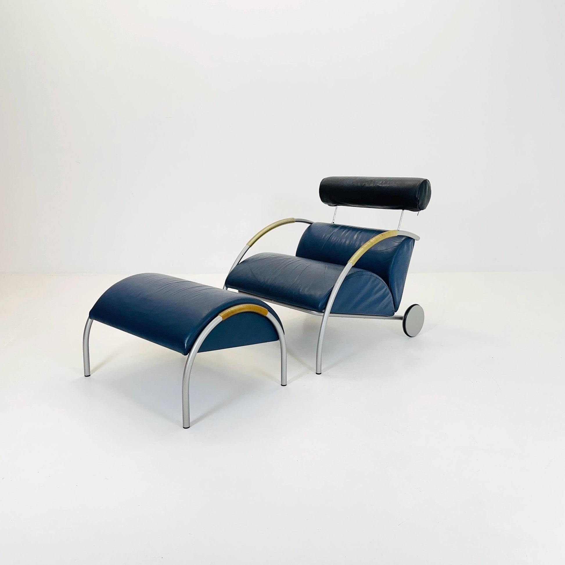 Mid century “Zyklus” blue edition armchair with ottoman by Peter Maly for Cor, 1984,Germany