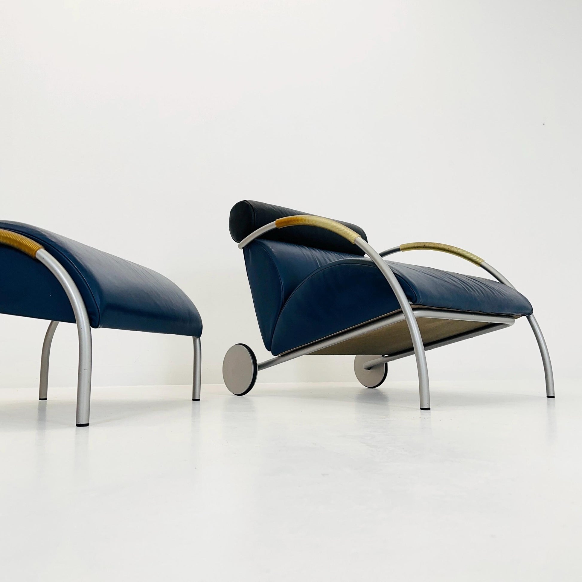 Mid century “Zyklus” blue edition armchair with ottoman by Peter Maly for Cor, 1984,Germany