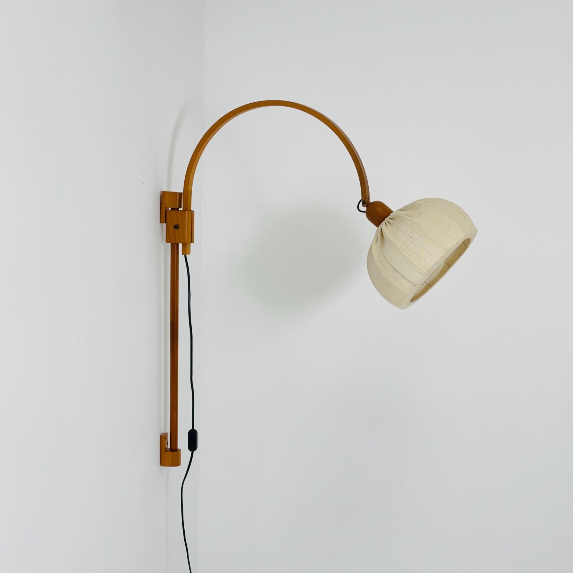 Mid Century Adjustable Teak Wall Lamp by Domus, Model “Archea” | 1960s Germany