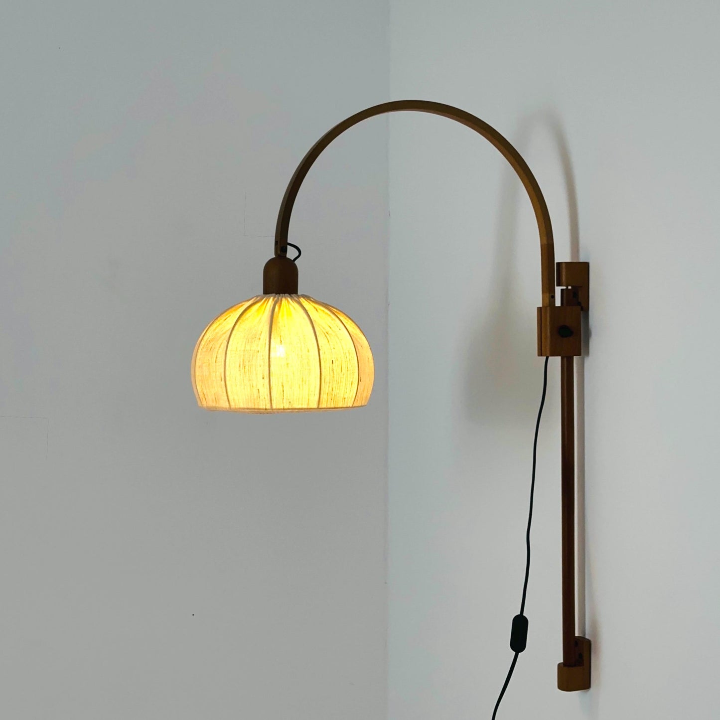 Mid Century Adjustable Teak Wall Lamp by Domus, Model “Archea” | 1960s Germany