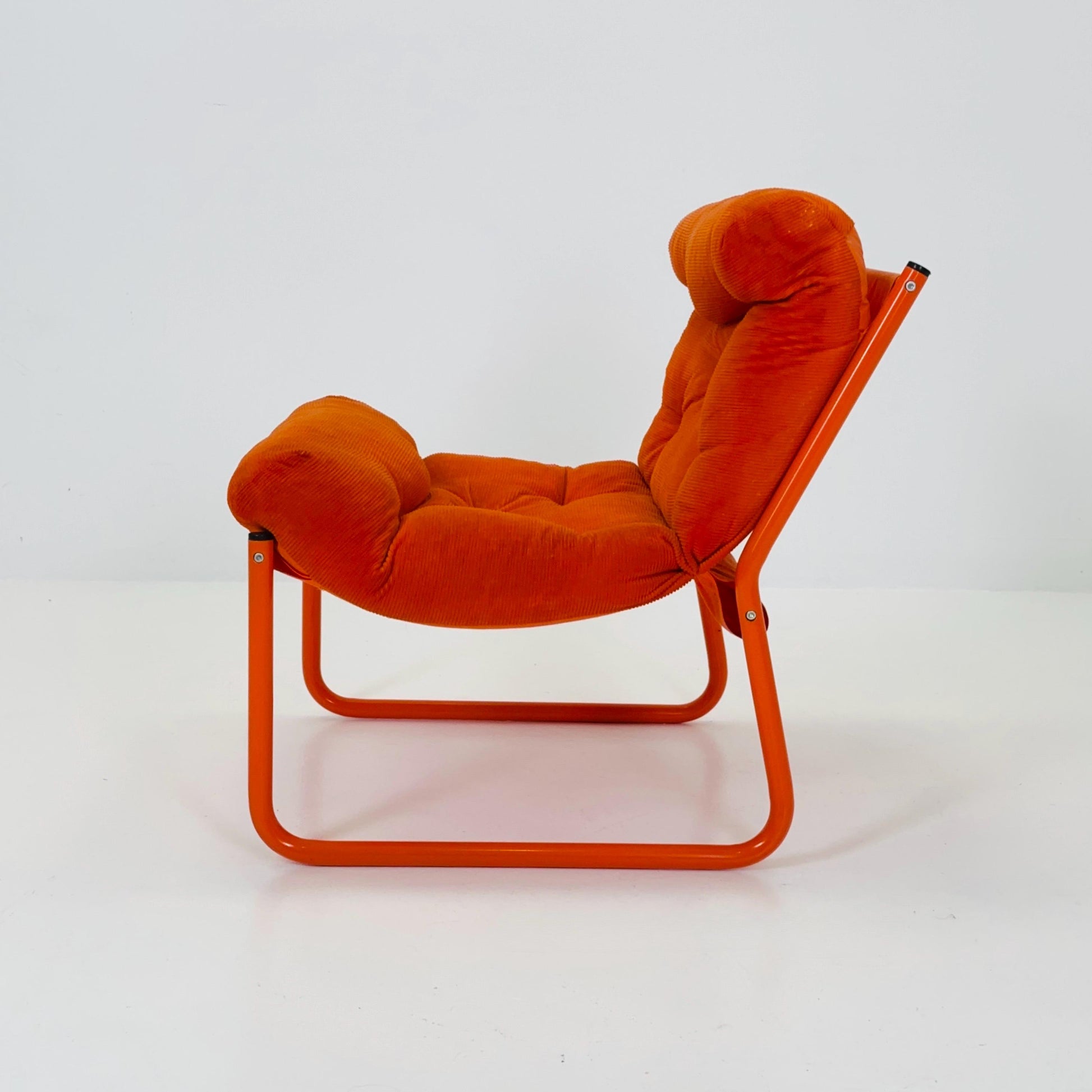 Mid century retro orange Pixi velvet lounge chair by Gillis Lundgren for Ikea, 1970s