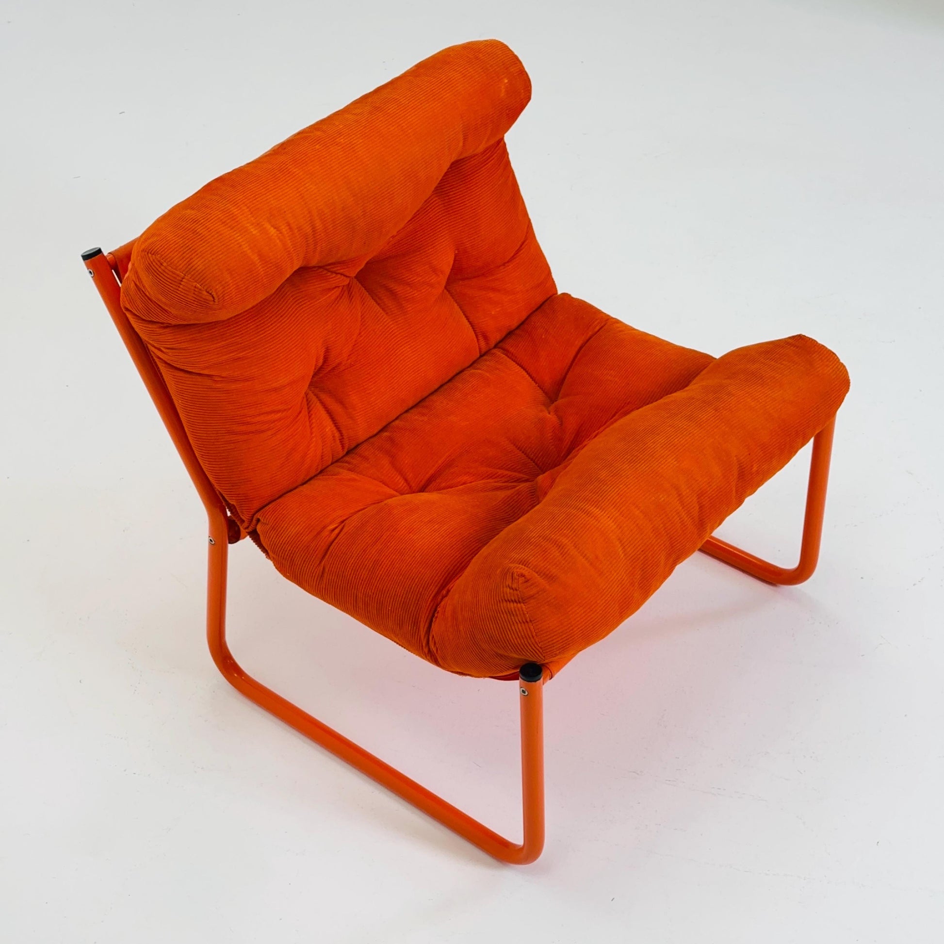 Mid century retro orange Pixi velvet lounge chair by Gillis Lundgren for Ikea, 1970s