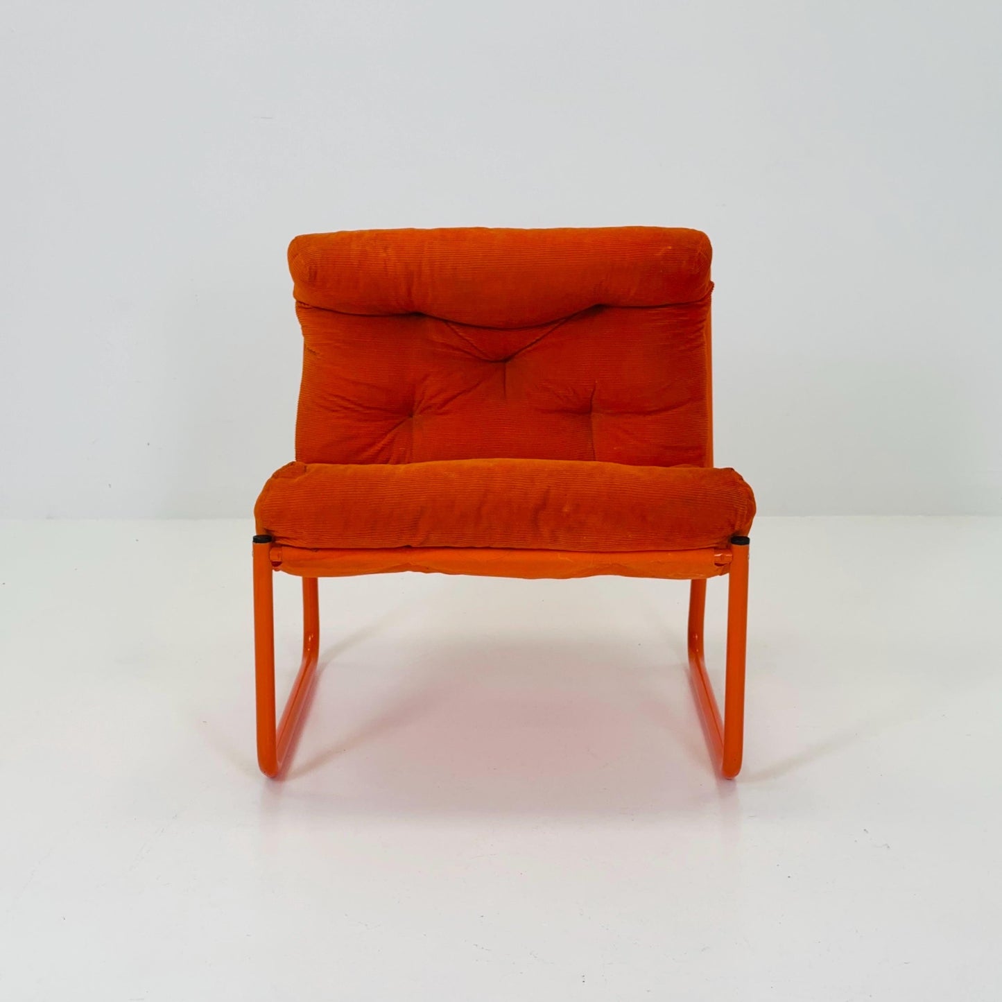 Mid century retro orange Pixi velvet lounge chair by Gillis Lundgren for Ikea, 1970s