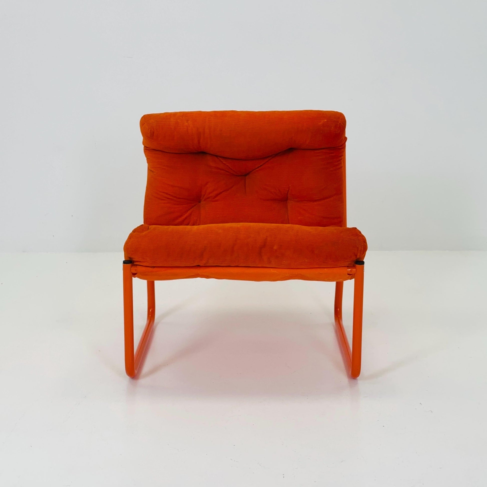 Mid century retro orange Pixi velvet lounge chair by Gillis Lundgren for Ikea, 1970s